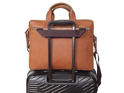 Trolleygurt einer Ledertasche