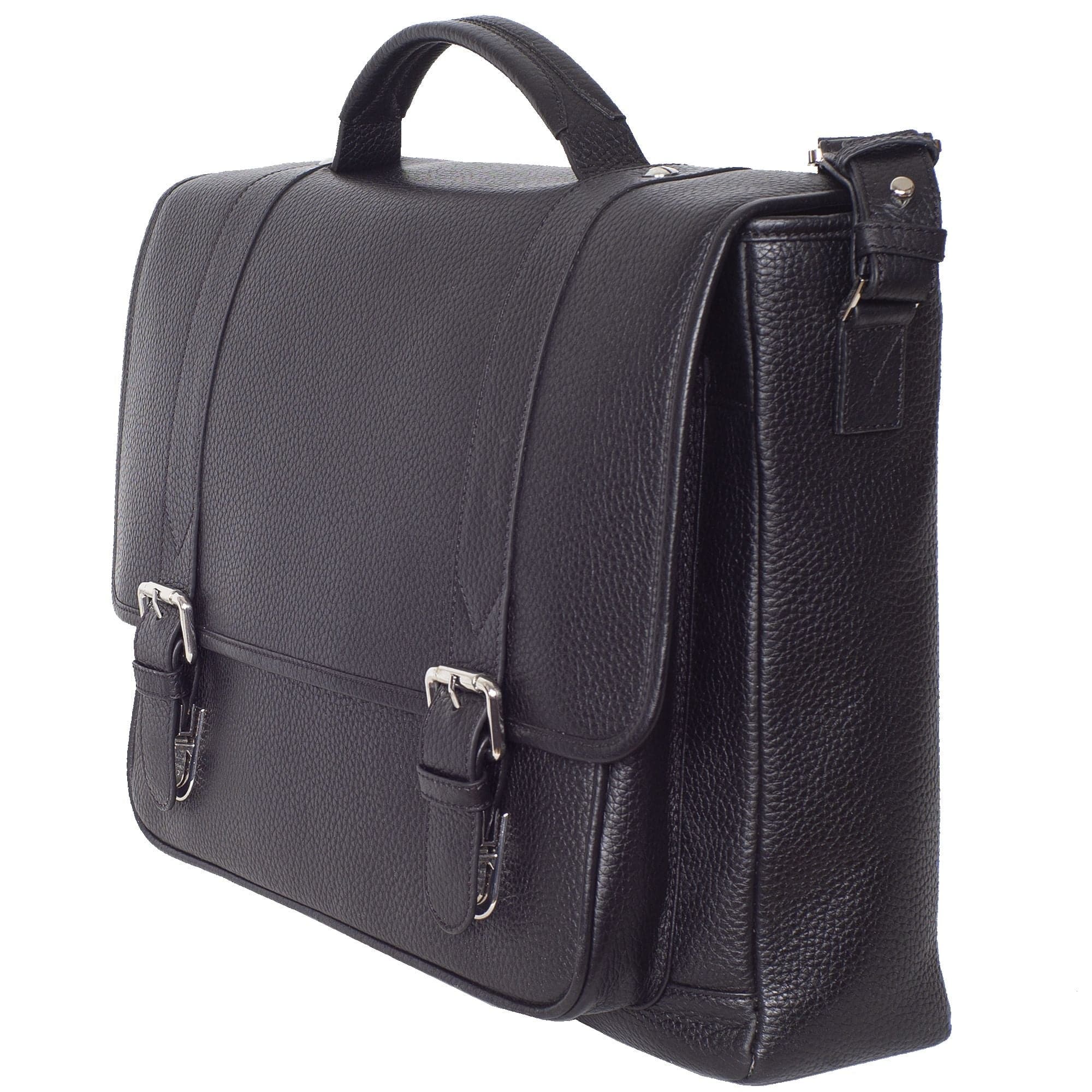 Konferenzmappe Aktentasche Laptoptasche 15 Zoll Leder schwarz mit 2 Steckschlössern - Corf Offermann