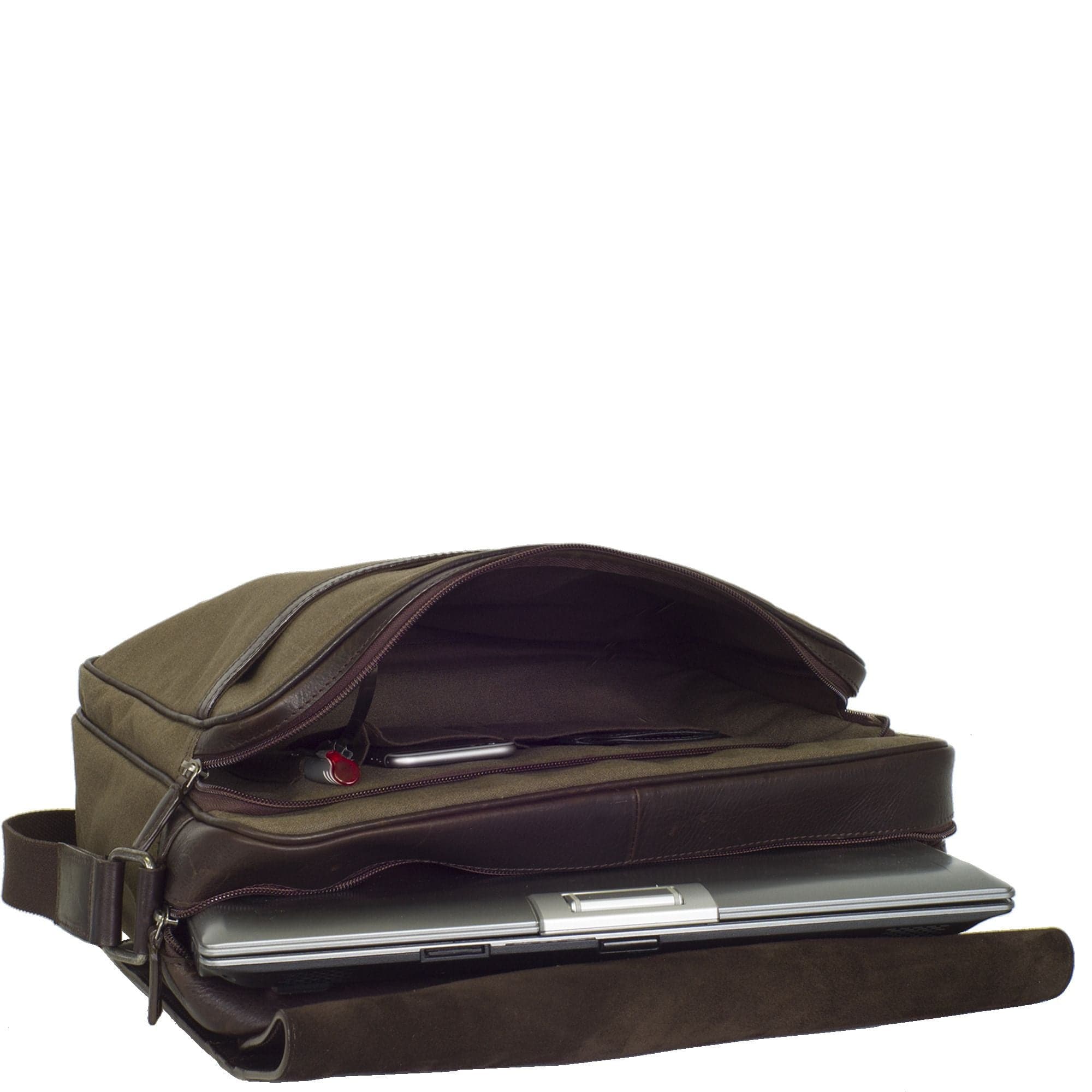 Messengerbag 15 Zoll Leder/Canvas braun - Corf Offermann