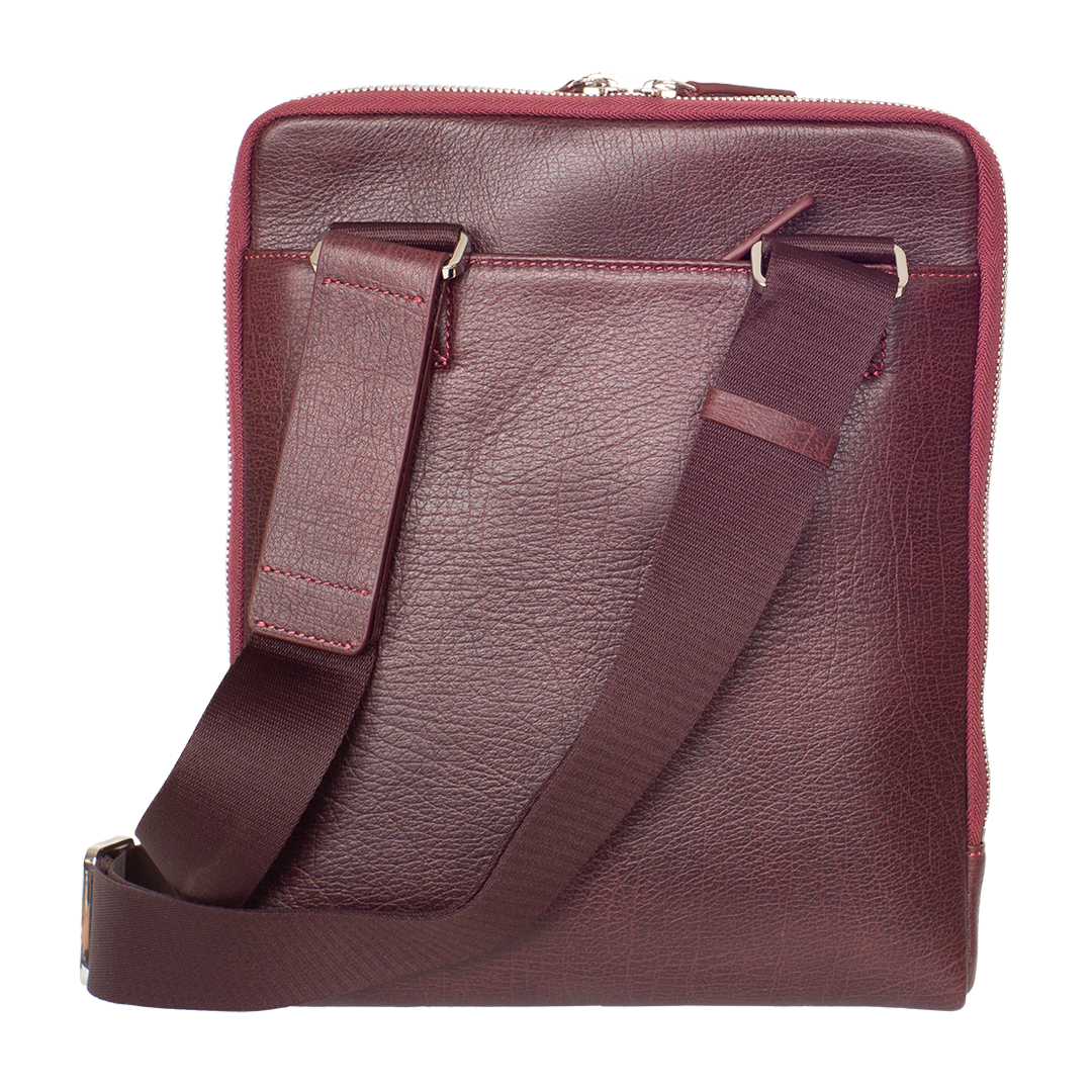 Tablet Tasche Crossover Schultertasche 10 Zoll glattes Leder bordeaux