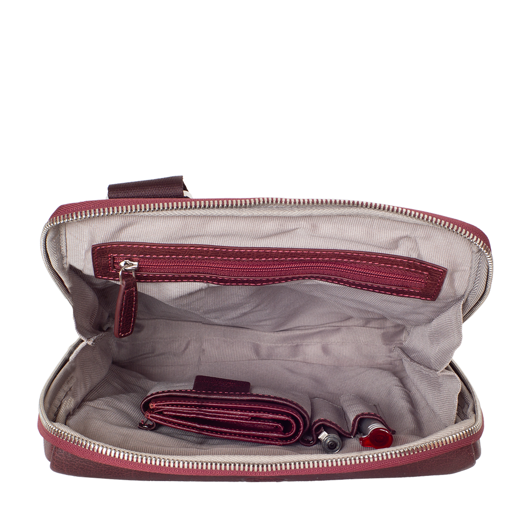 Tablet Tasche Crossover Schultertasche 10 Zoll glattes Leder bordeaux