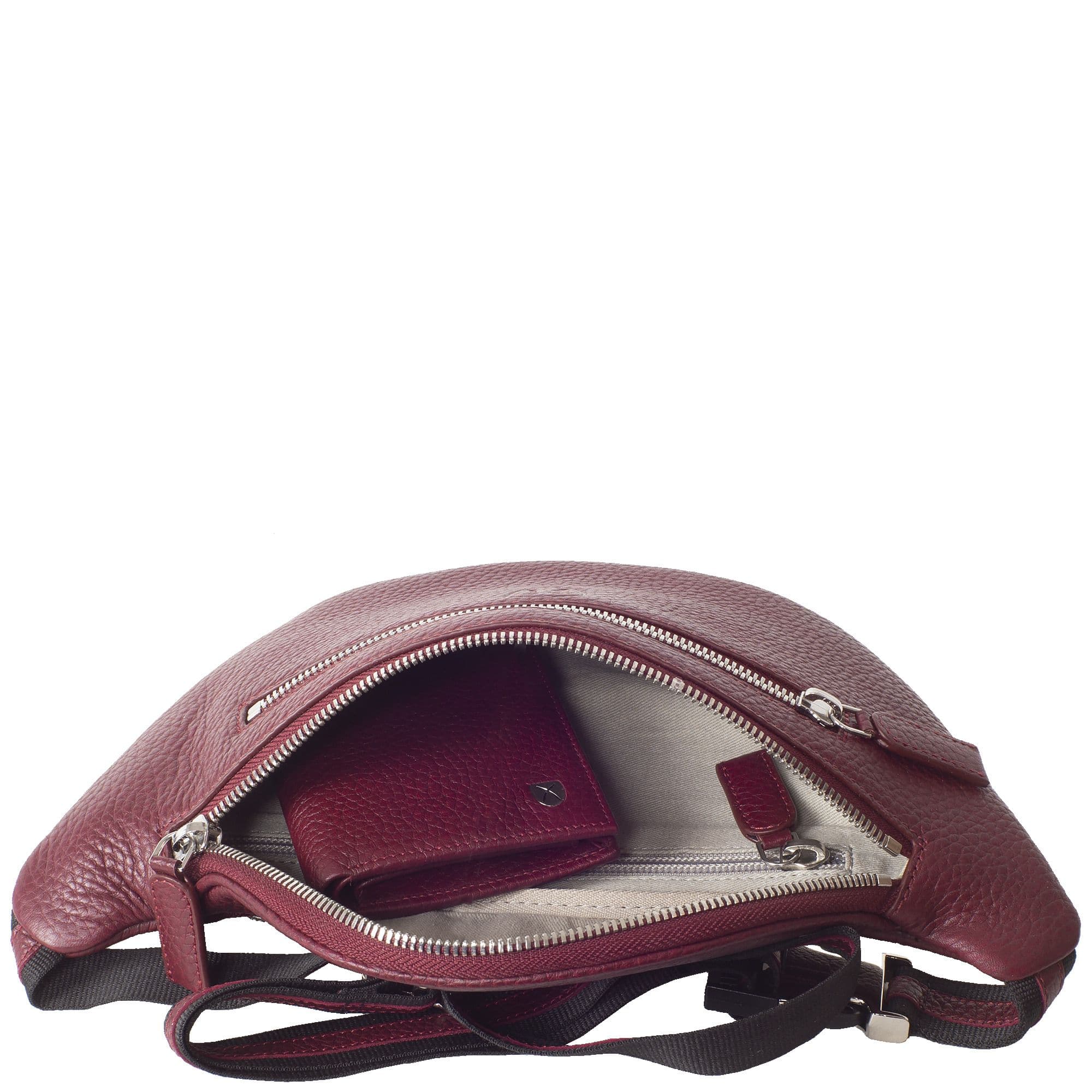 Crossover Handtasche Gürteltasche Leder bordeaux - Corf Offermann