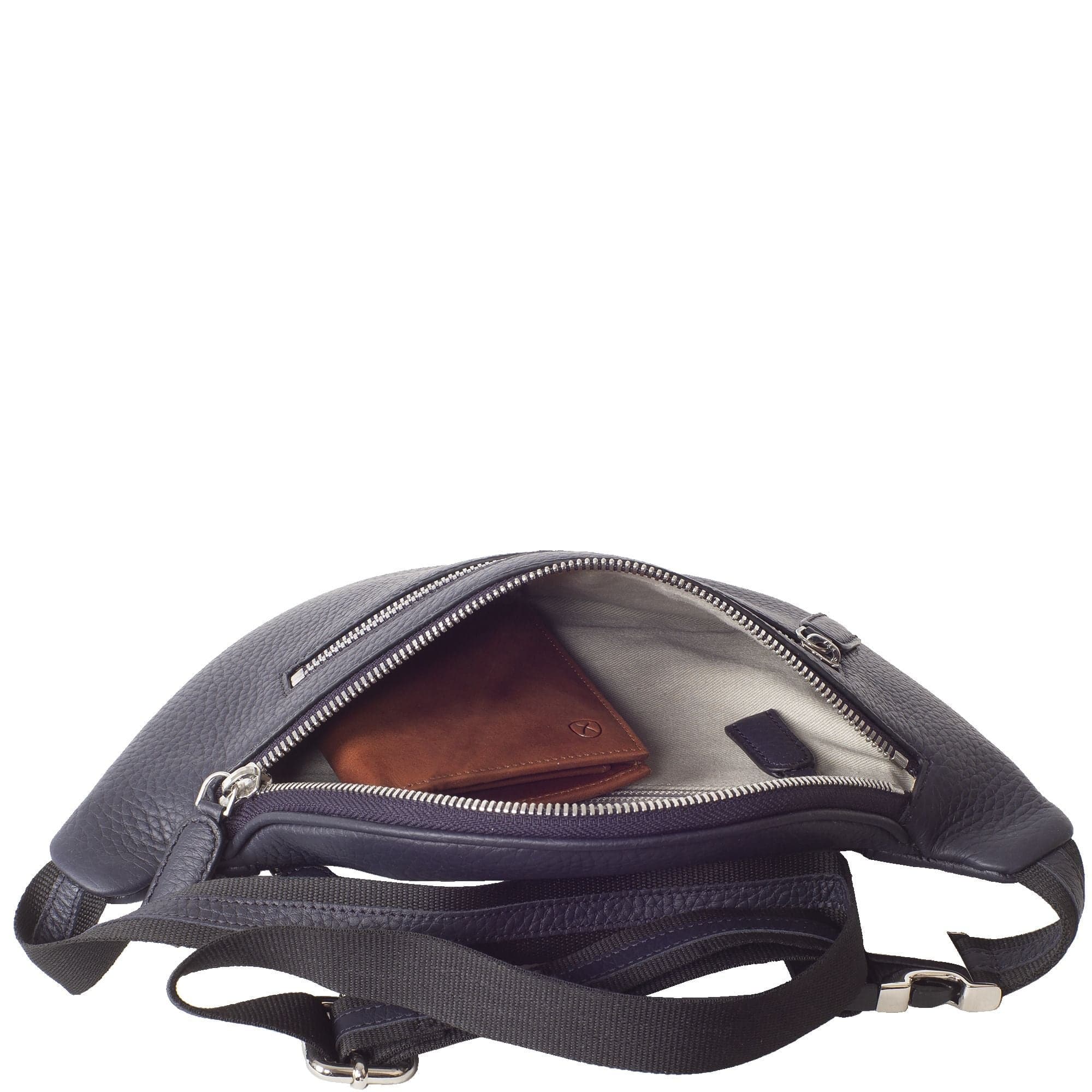 Crossover Handtasche Gürteltasche Leder blau - Corf Offermann