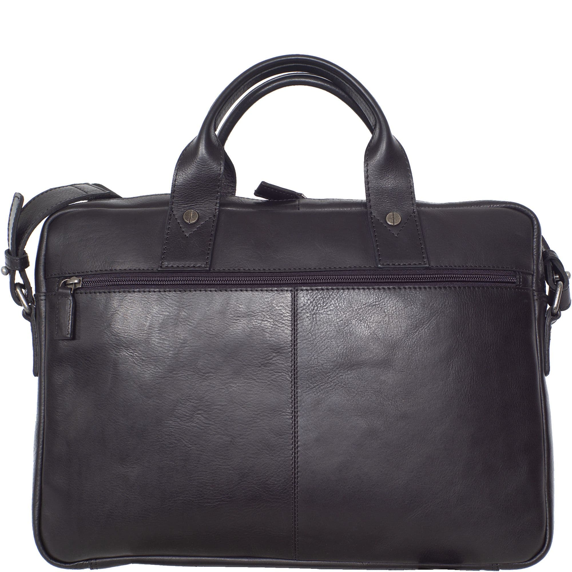 Businesstasche Laptoptasche 15 Zoll Glattleder schwarz Vortasche mit Boden - Corf Offermann
