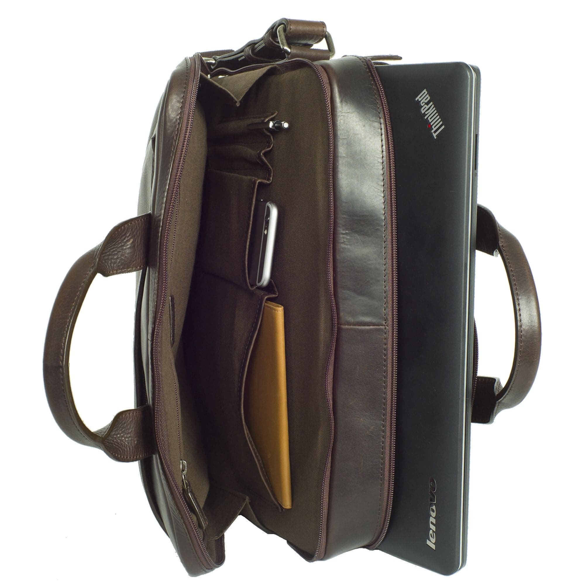 Laptoptasche Businesstasche 15 Zoll Leder braun 2 große Fächer - Corf Offermann