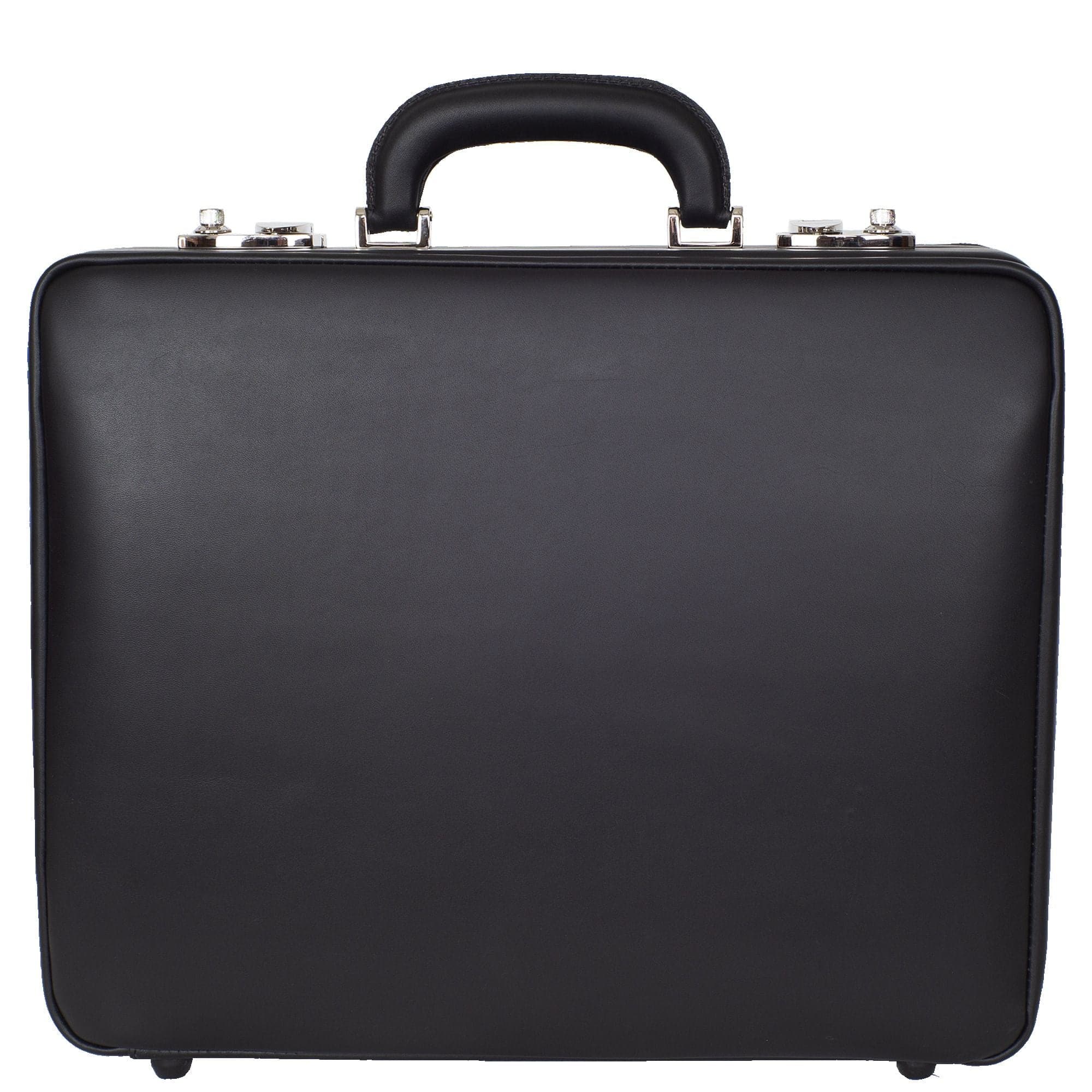 Aktenkoffer mit Zahlenschlössern 15 Zoll Fächereinteilung Leder schwarz - Corf Offermann