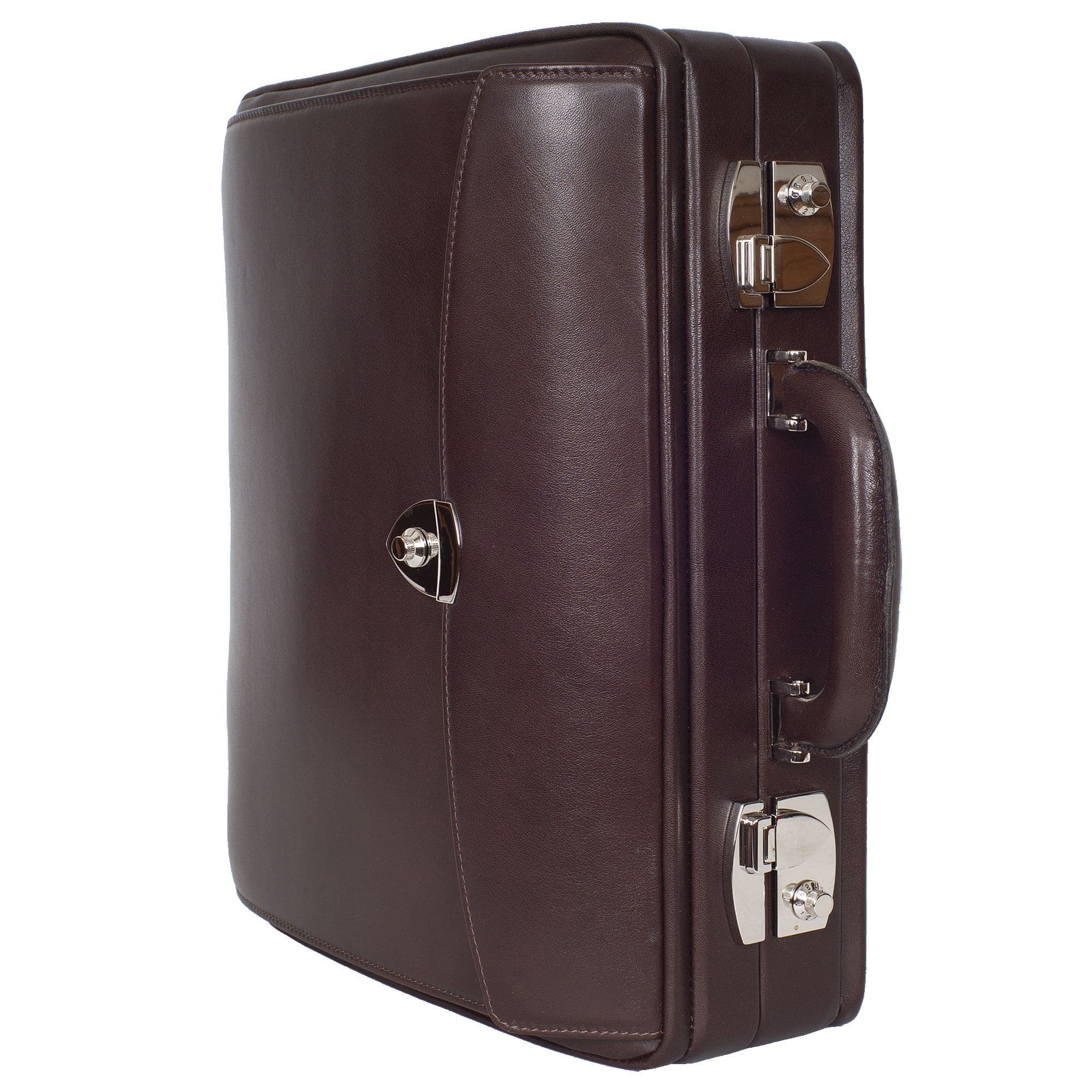 Aktenkoffer mit Zahlenschlössern 15 Zoll Fächereinteilung Leder braun - Corf Offermann