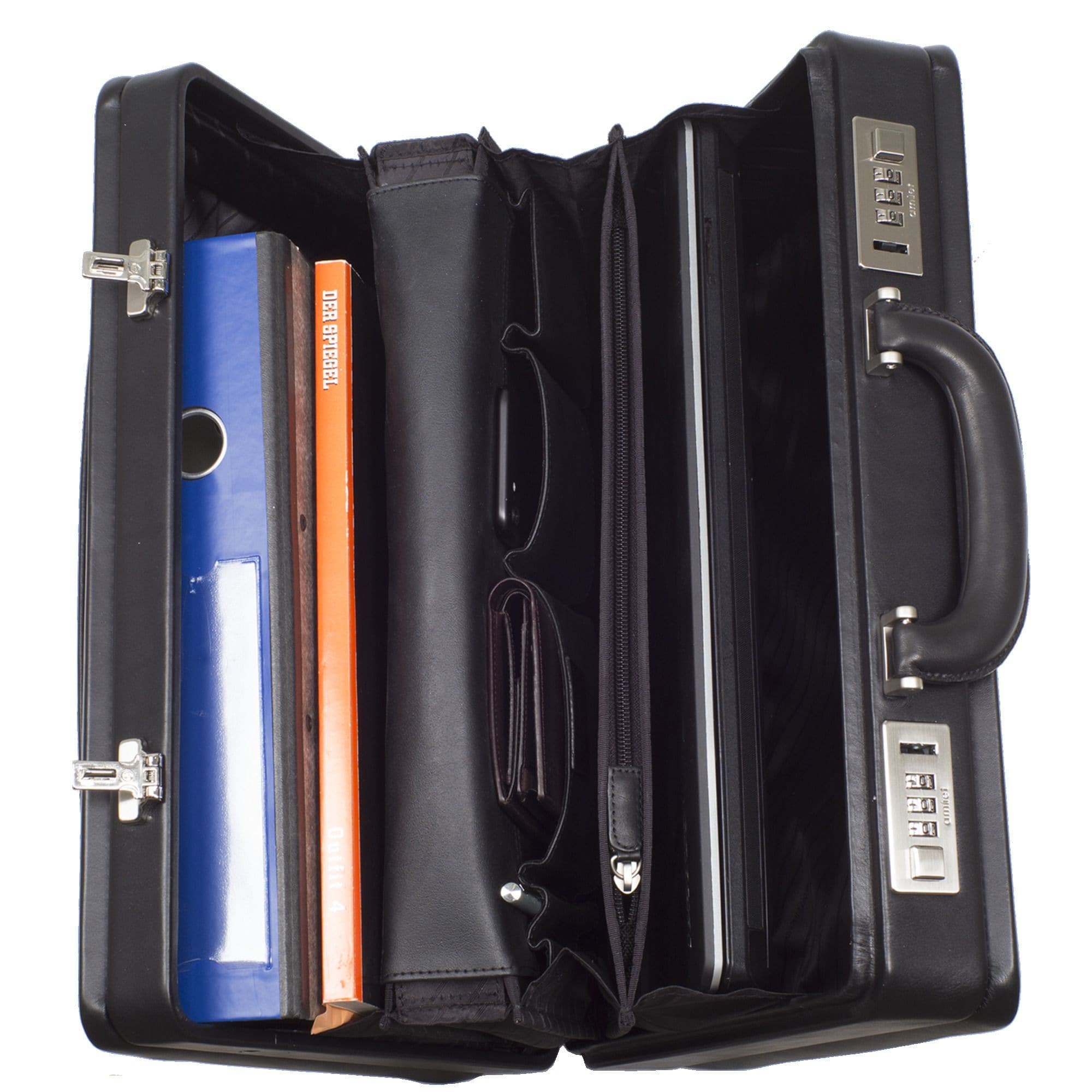 Aktenkoffer 15 Zoll Leder schwarz Fächereinteilung - Corf Offermann