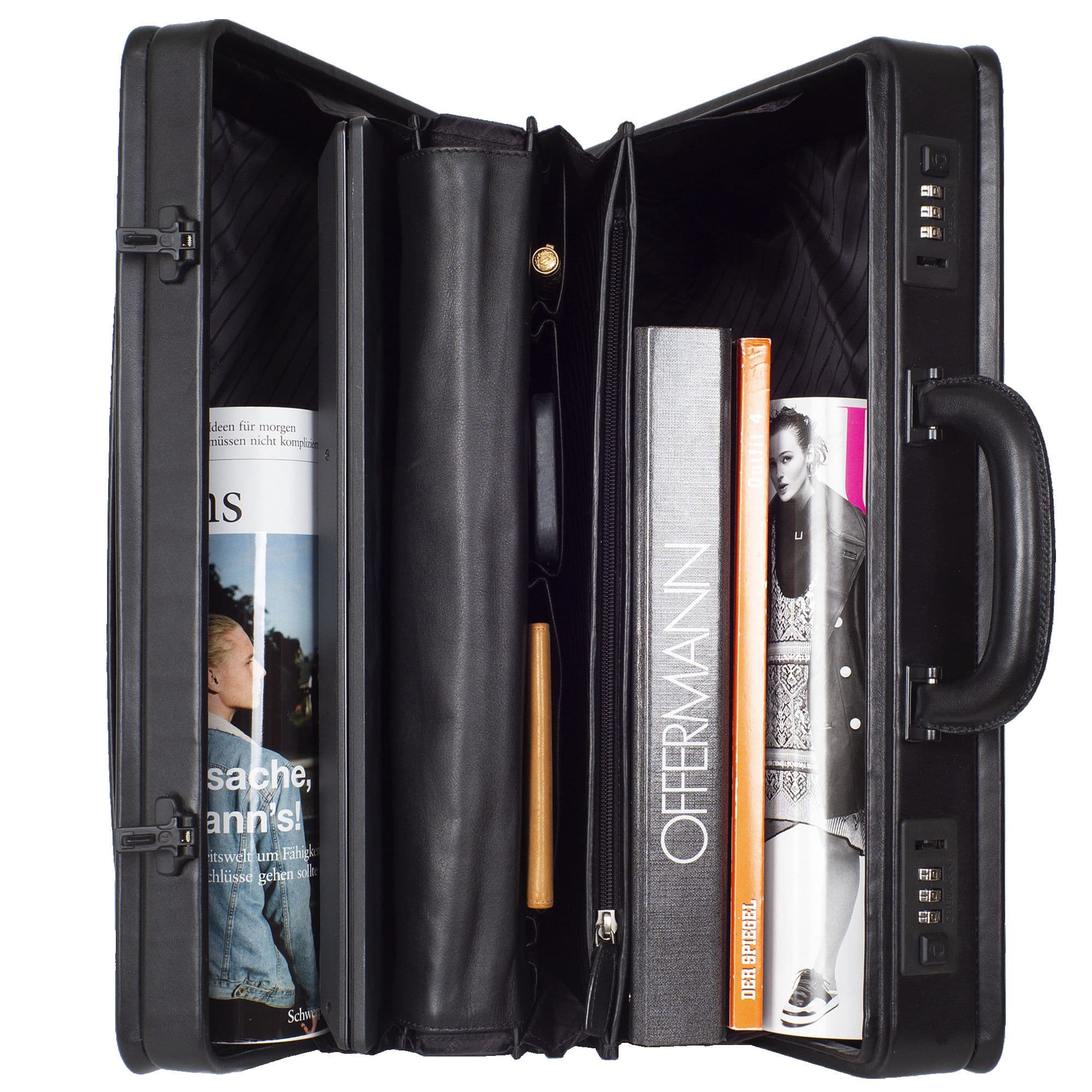 Aktenkoffer 17 Zoll Leder schwarz Fächereinteilung - Corf Offermann