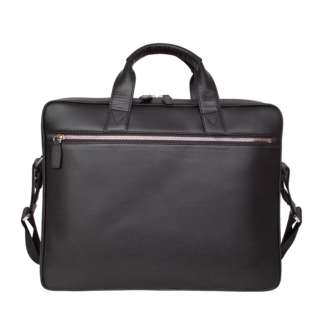 Businesstasche Laptoptasche 15 Zoll glattes Leder schwarz