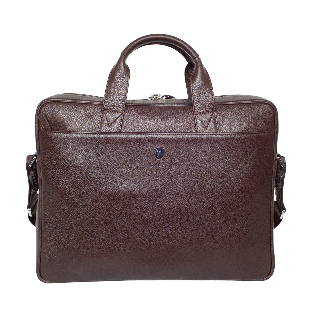 Businesstasche Laptoptasche 15 Zoll glattes Leder braun