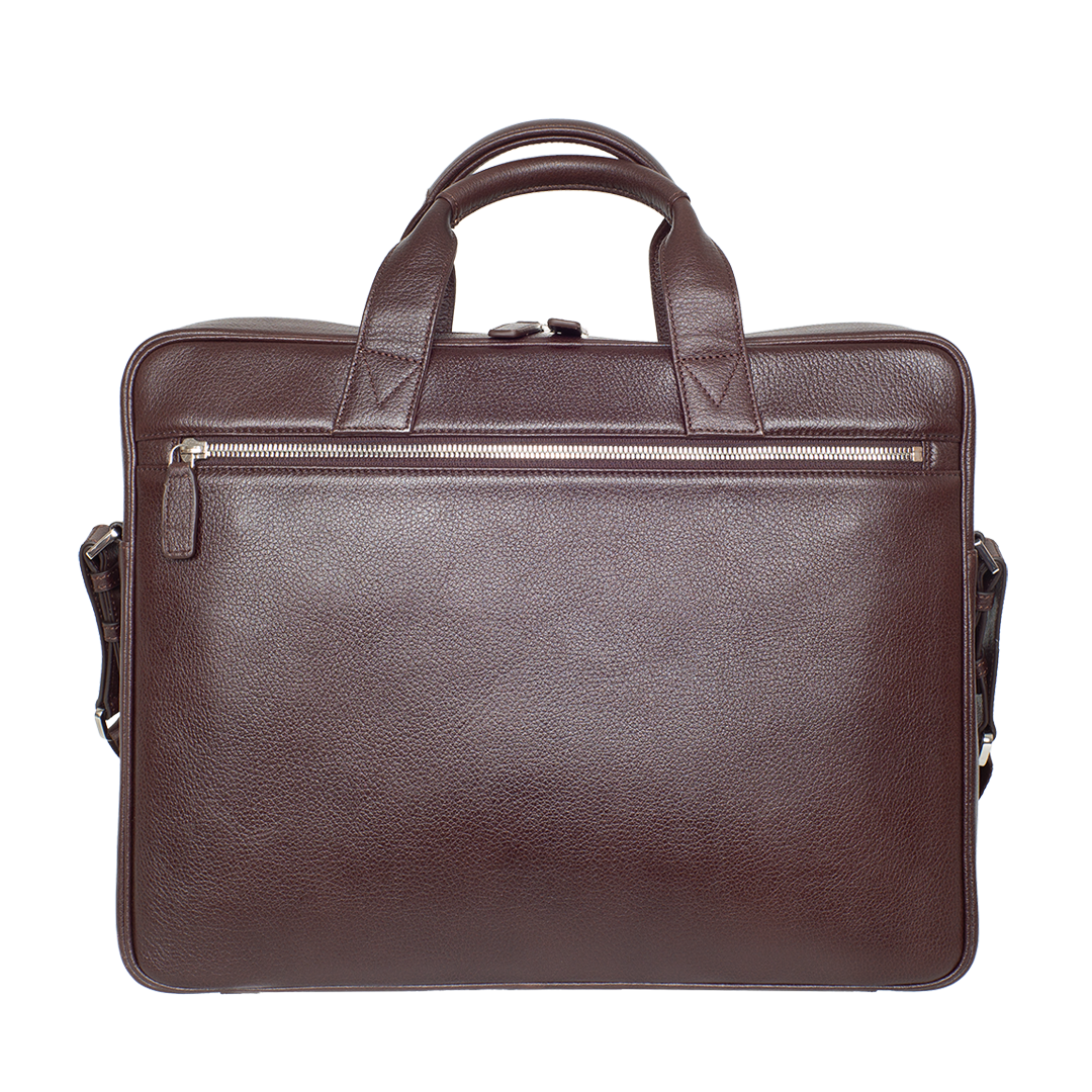Businesstasche Laptoptasche 15 Zoll glattes Leder braun