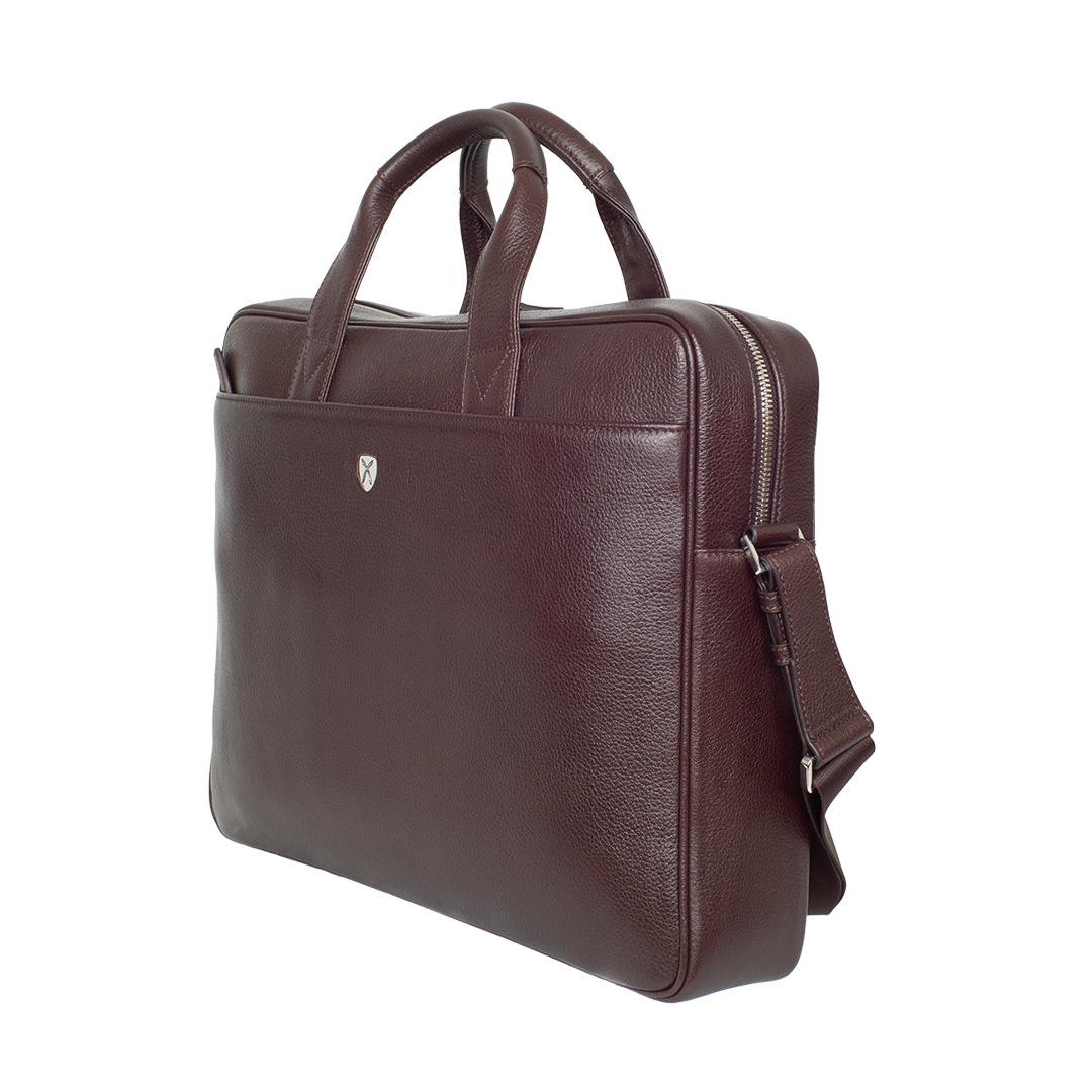 Businesstasche Laptoptasche 15 Zoll glattes Leder braun