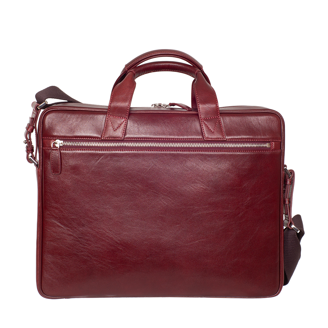 Businesstasche Laptoptasche 15 Zoll glattes Leder bordeaux