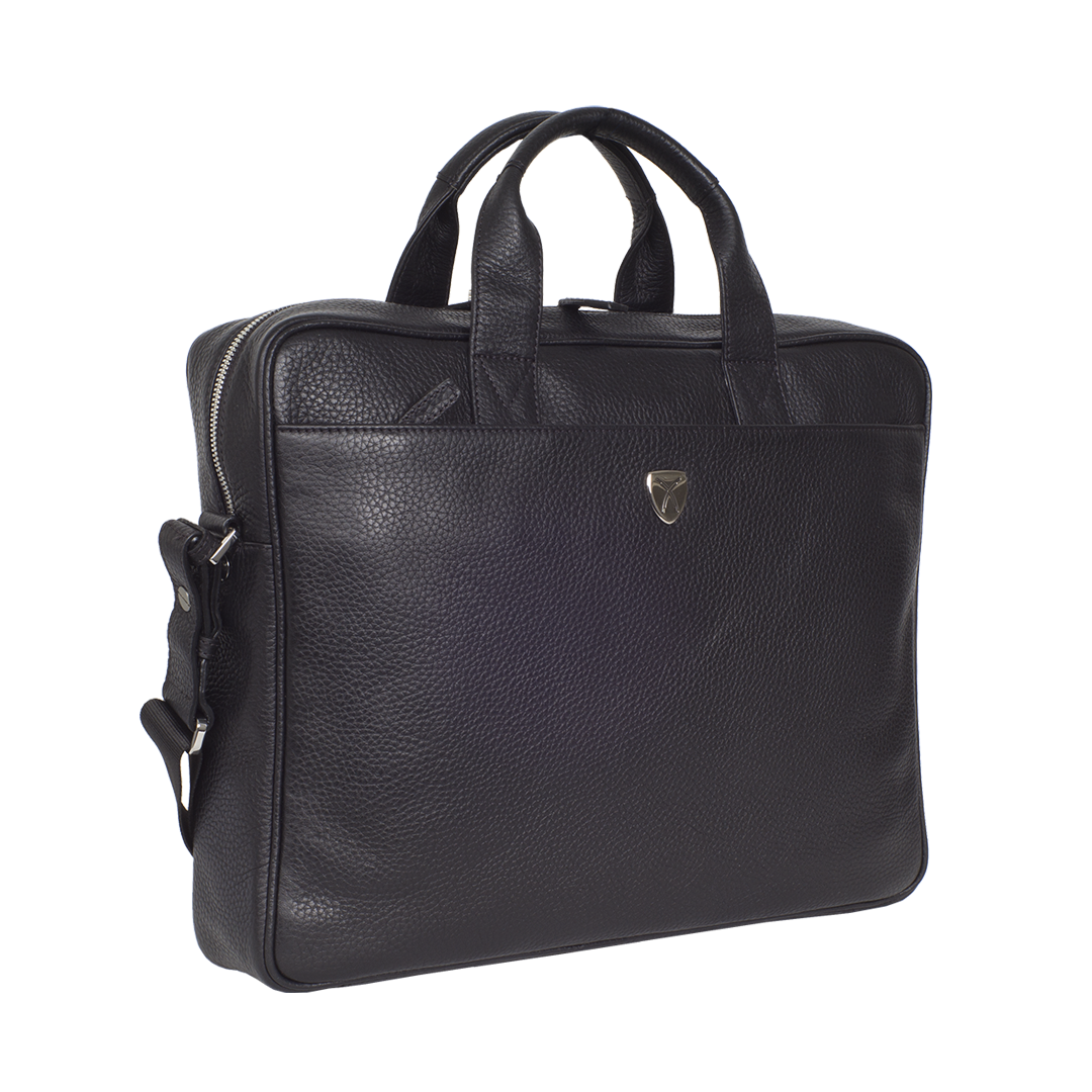 Businesstasche Laptoptasche  15 Zoll geprägtes Leder schwarz - Corf Offermann