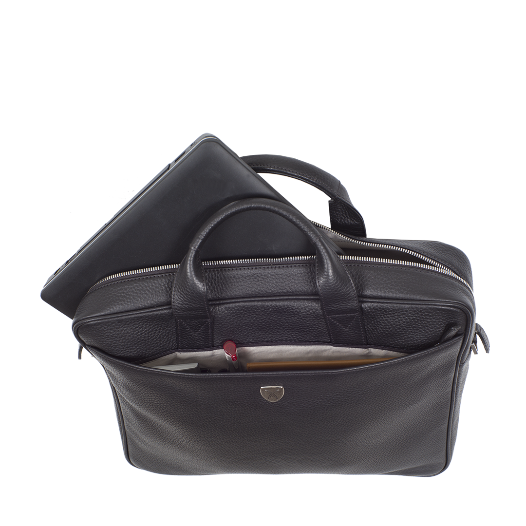 Businesstasche Laptoptasche  15 Zoll geprägtes Leder schwarz - Corf Offermann