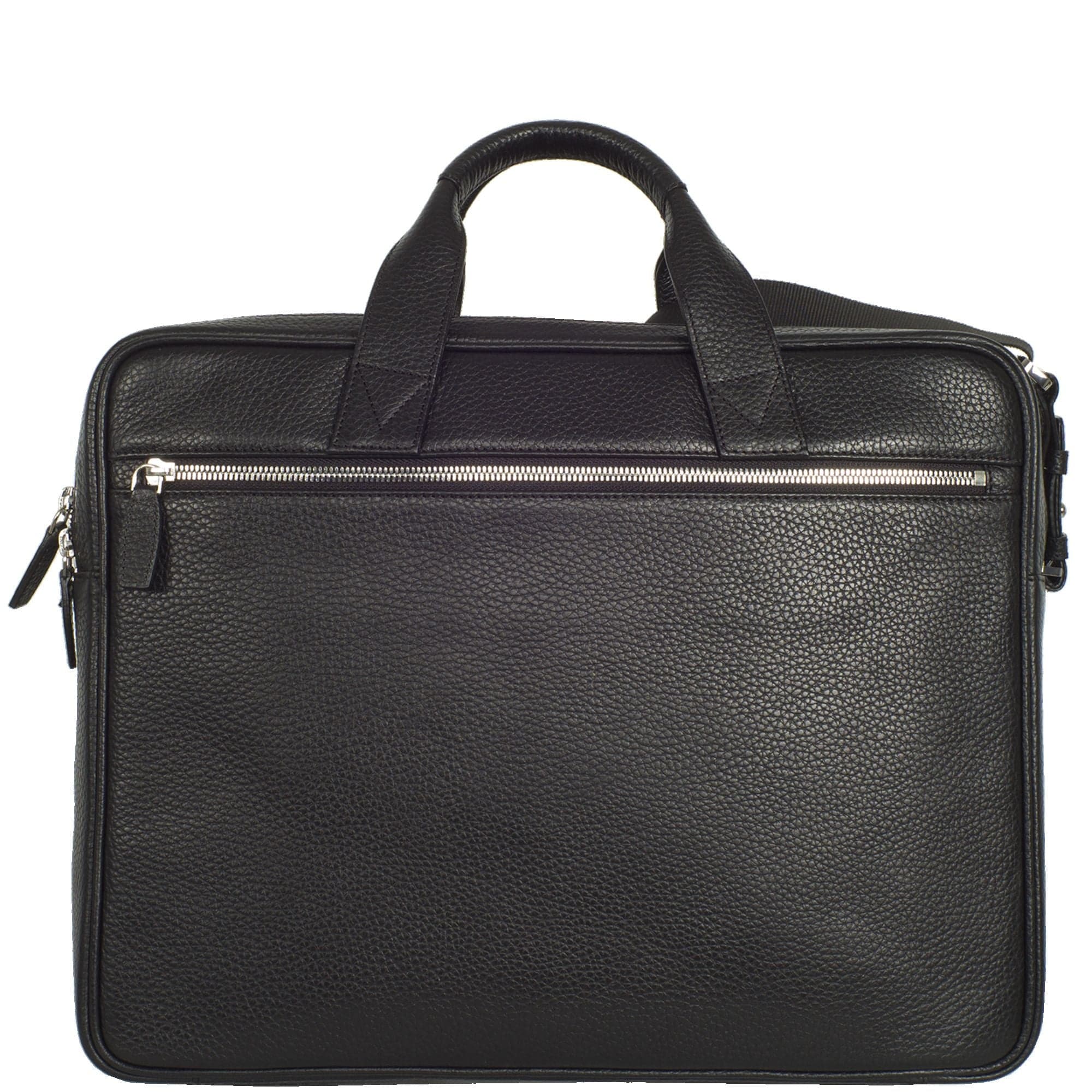 Businesstasche Laptoptasche 15 Zoll leicht genarbtes Leder schwarz 2 große Fächer - Corf Offermann