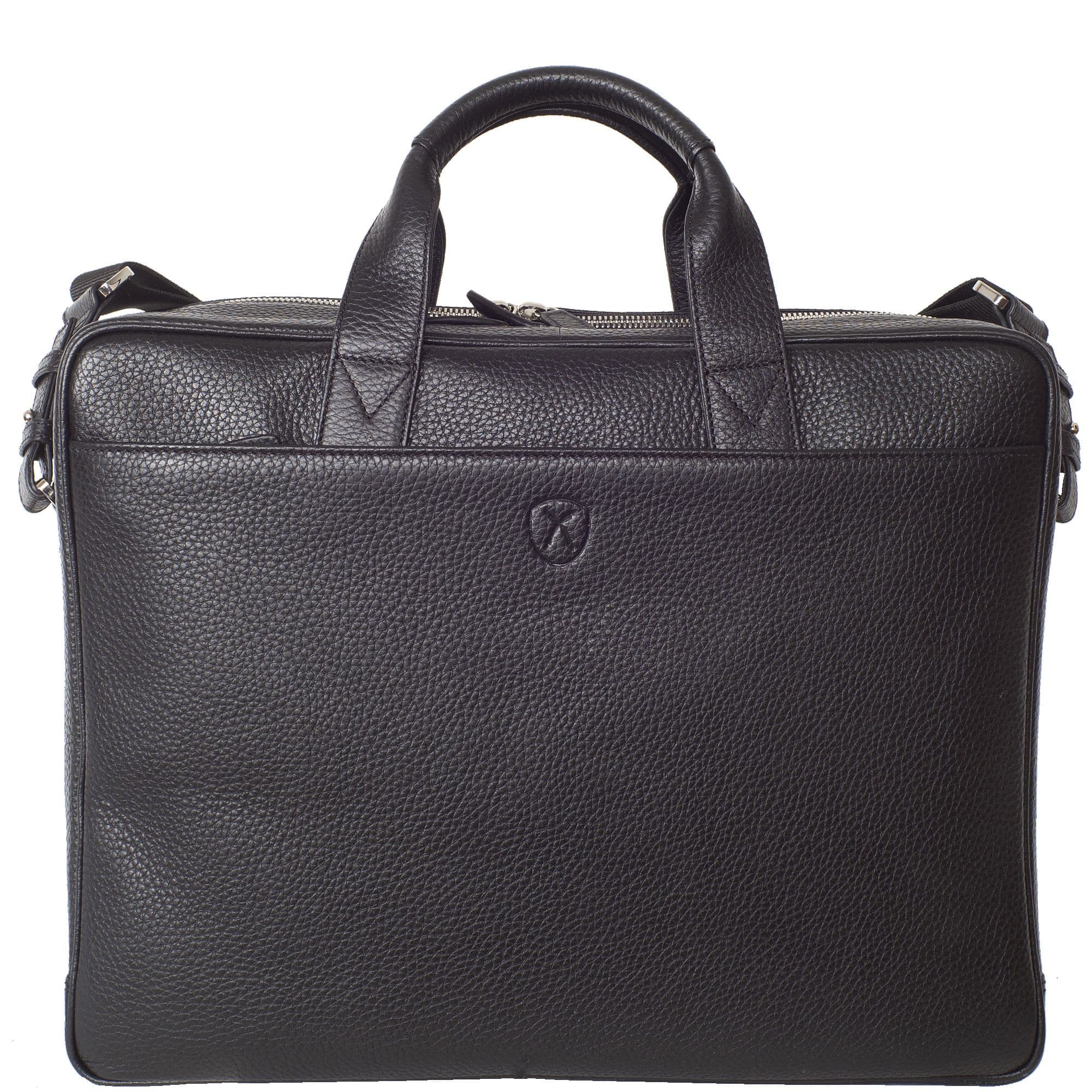Businesstasche Laptoptasche 15 Zoll leicht genarbtes Leder schwarz 2 große Fächer - Corf Offermann
