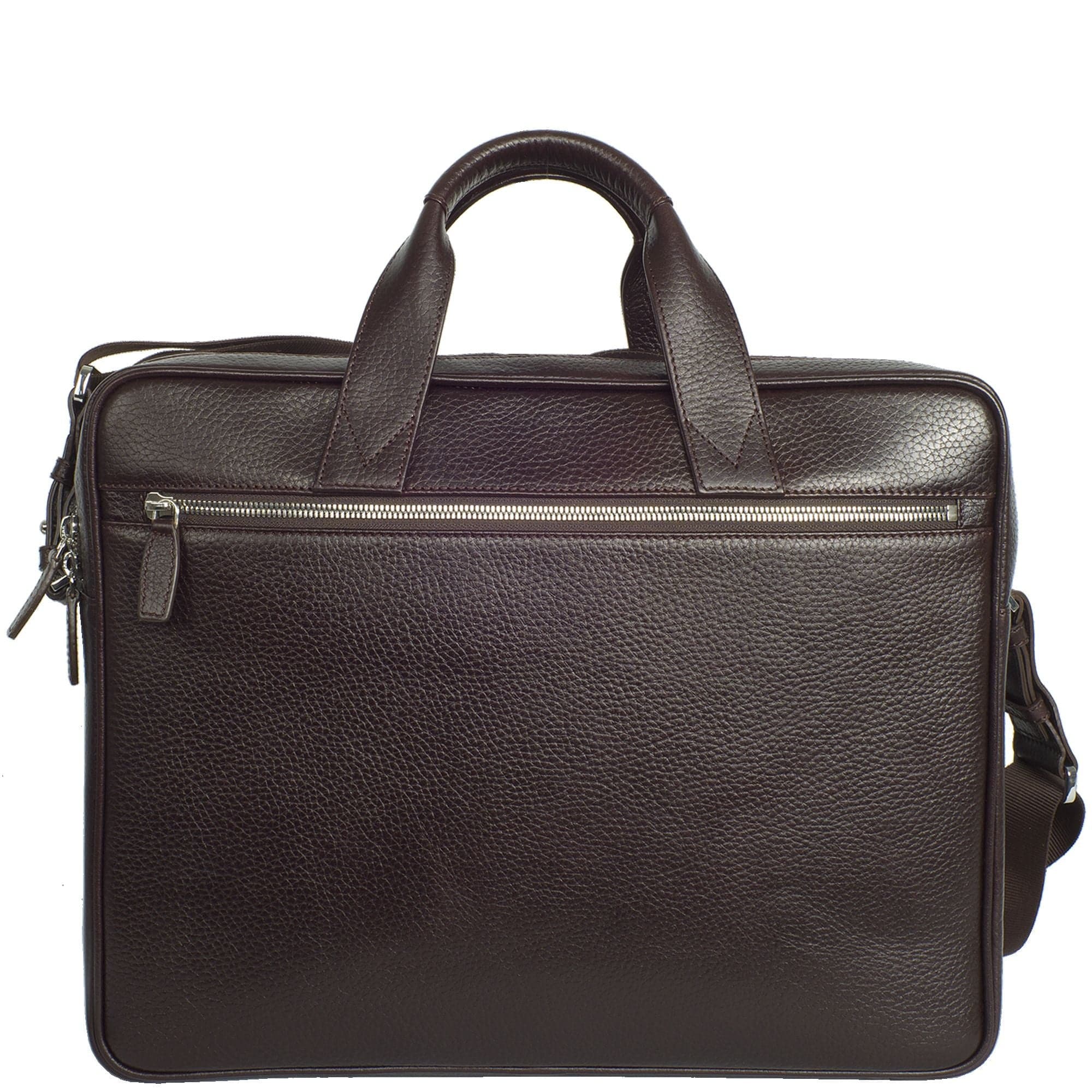 Businesstasche Laptoptasche 15 Zoll leicht genarbtes Leder braun 2 große Fächer - Corf Offermann