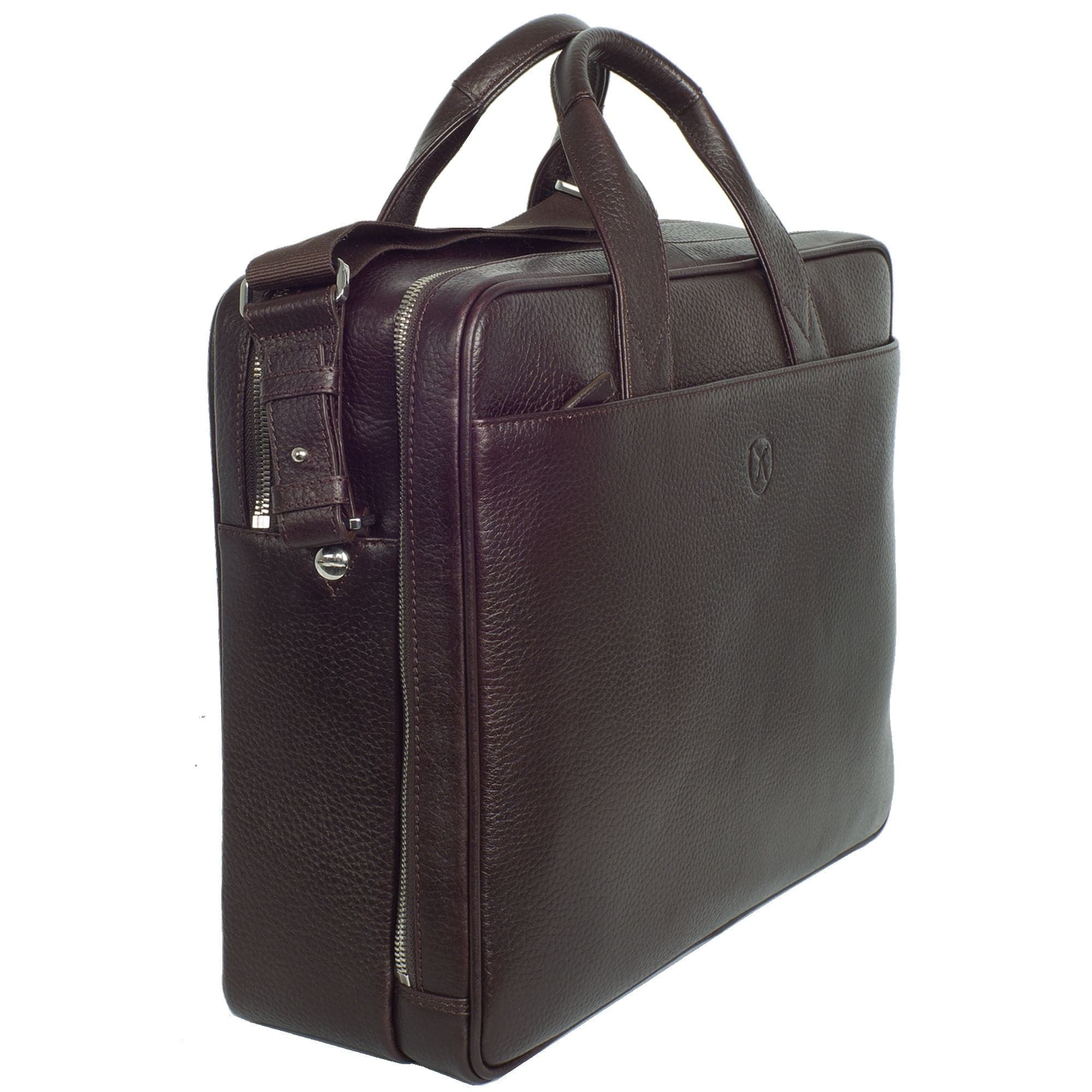 Businesstasche Laptoptasche 15 Zoll leicht genarbtes Leder braun 2 große Fächer - Corf Offermann