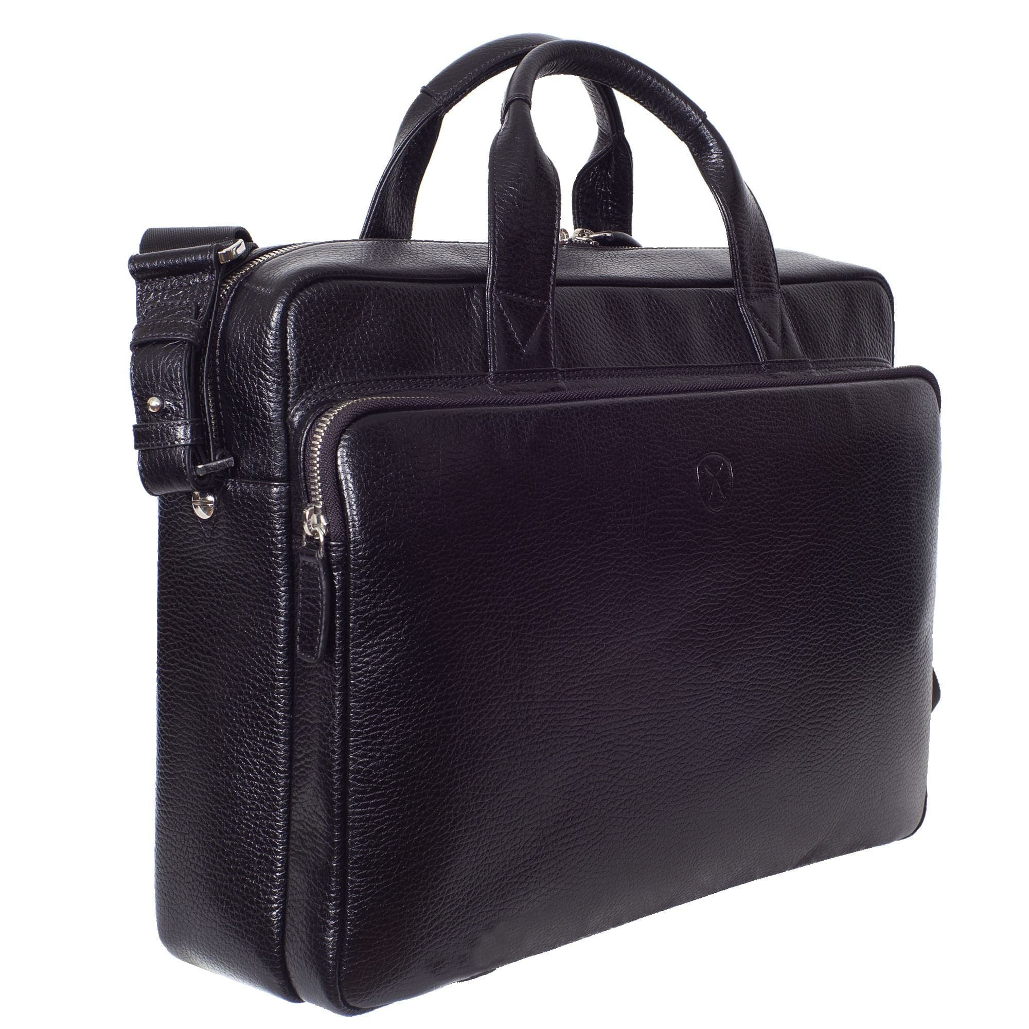 Businesstasche Laptoptasche 15 Zoll leicht genarbtes Leder schwarz - Corf Offermann