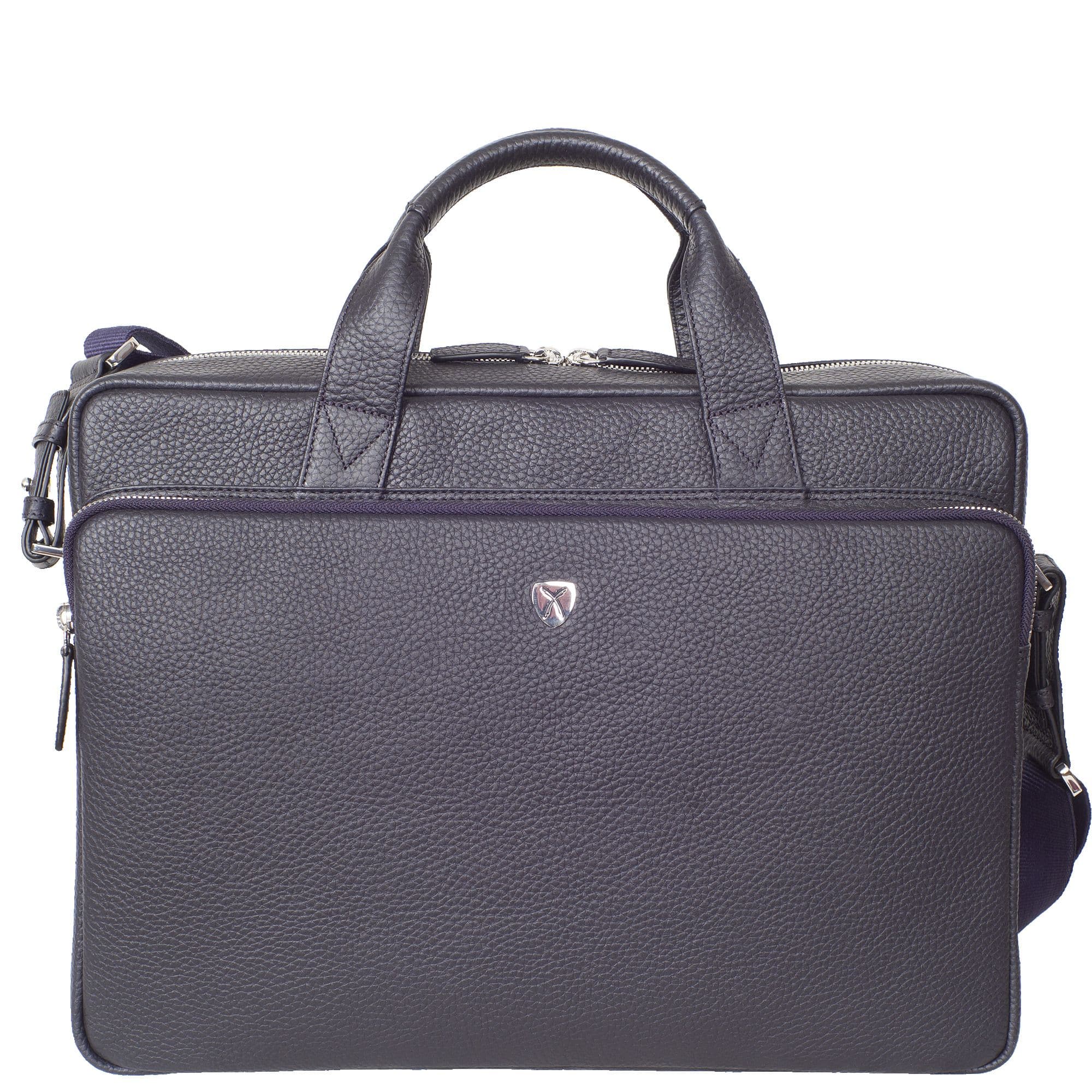 Businesstasche Laptoptasche 15 Zoll leicht genarbtes Leder blau