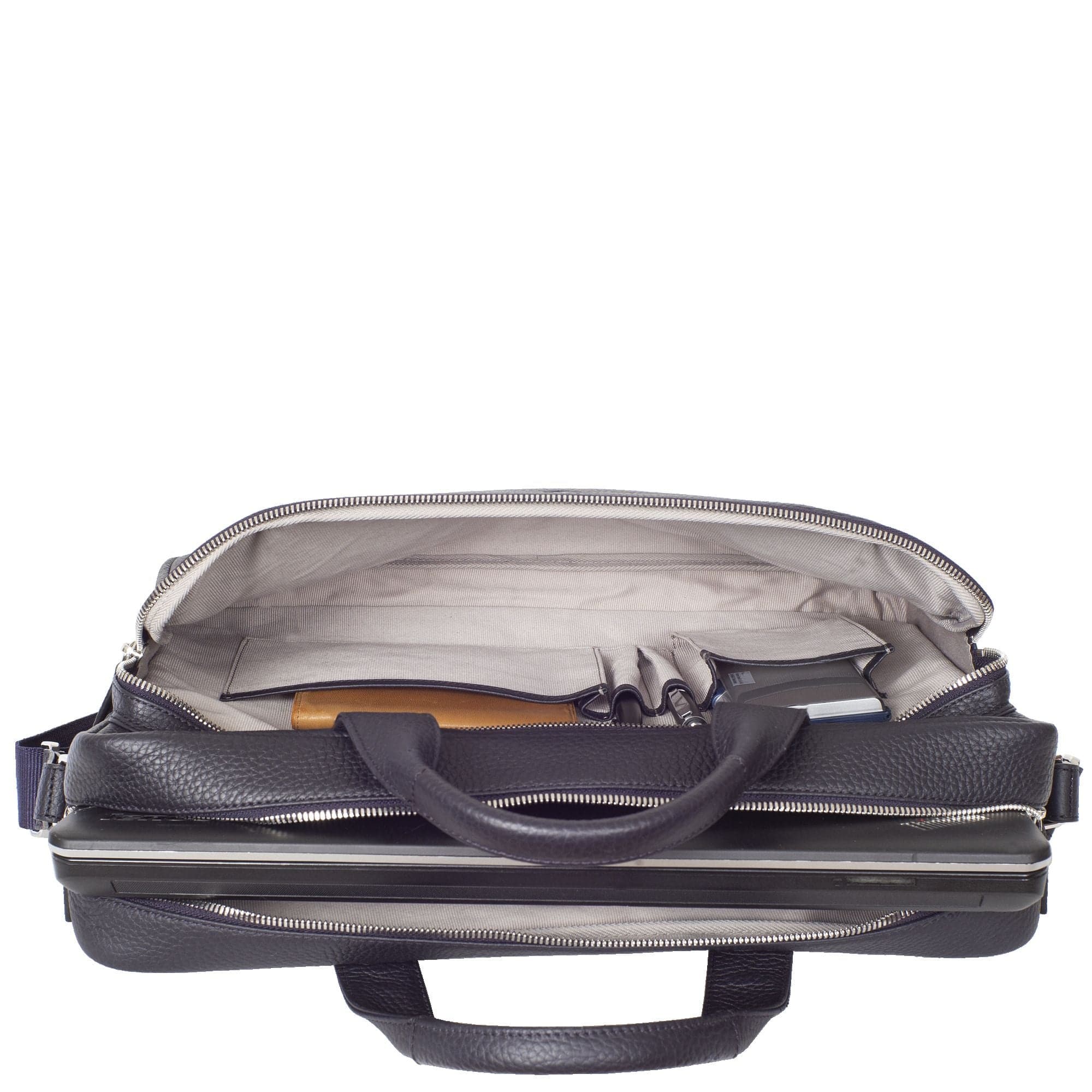 Businesstasche Laptoptasche 15 Zoll leicht genarbtes Leder blau - Corf Offermann