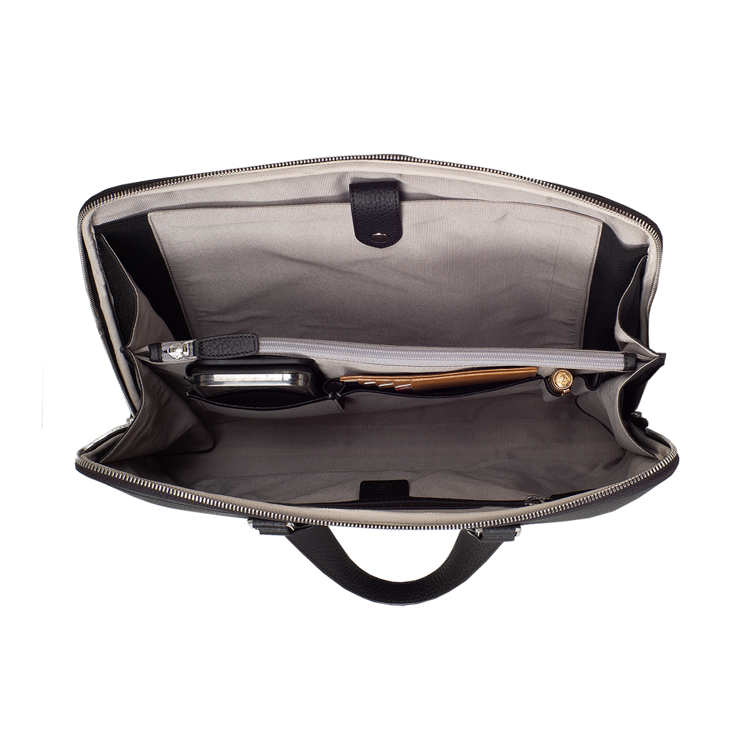 Businesstasche Laptoptasche 14 Zoll geprägtes Leder Schwarz - Corf Offermann