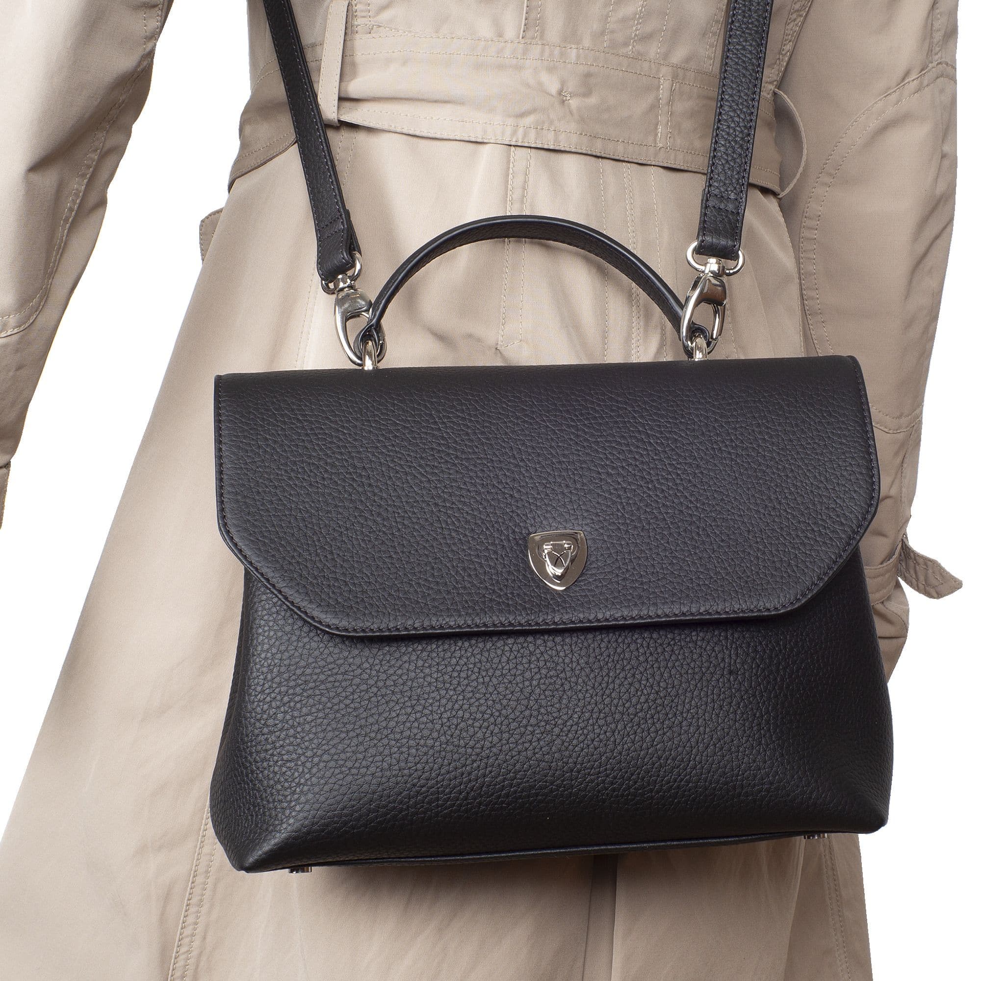 Handtasche Schultertasche Leder schwarz - Corf Offermann