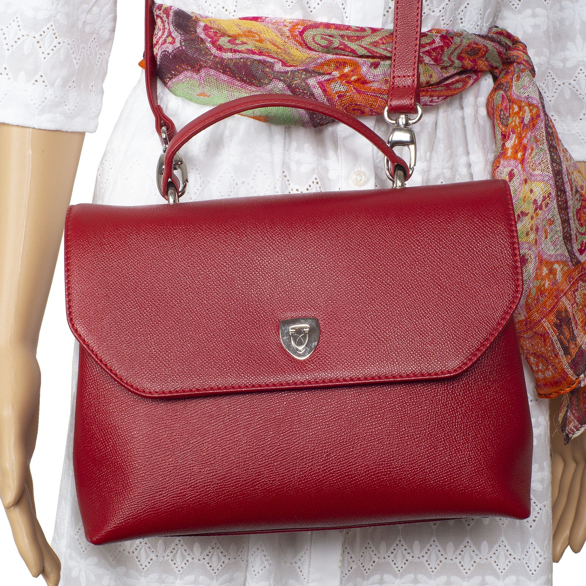 Handtasche Schultertasche Leder rot - Corf Offermann