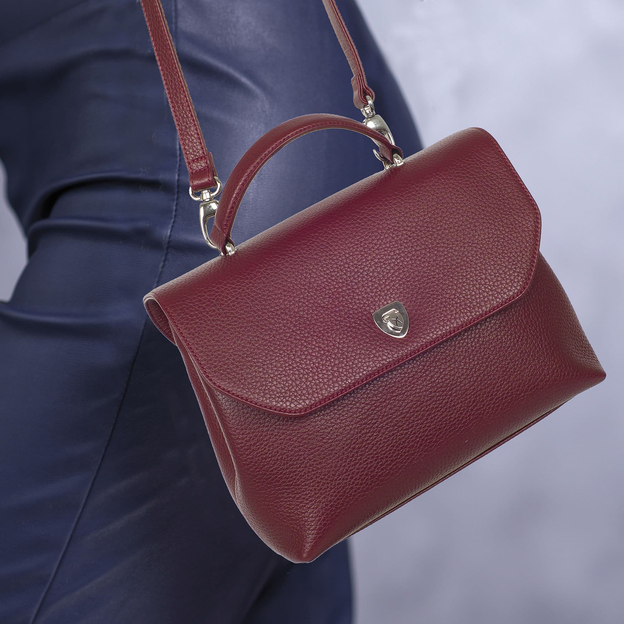 Handtasche Schultertasche Leder bordeauxrot - Corf Offermann