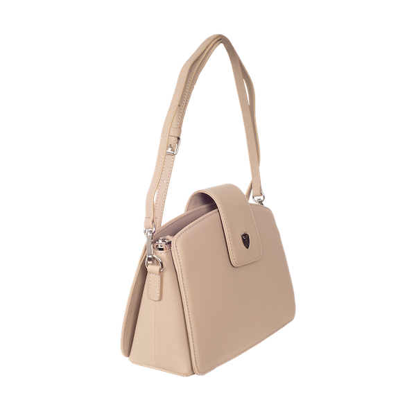 Handtasche Schultertasche Glattleder beige - Corf Offermann