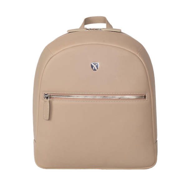 Damenrucksack Lederrucksack 10 Zoll glattes Leder beige - Corf Offermann