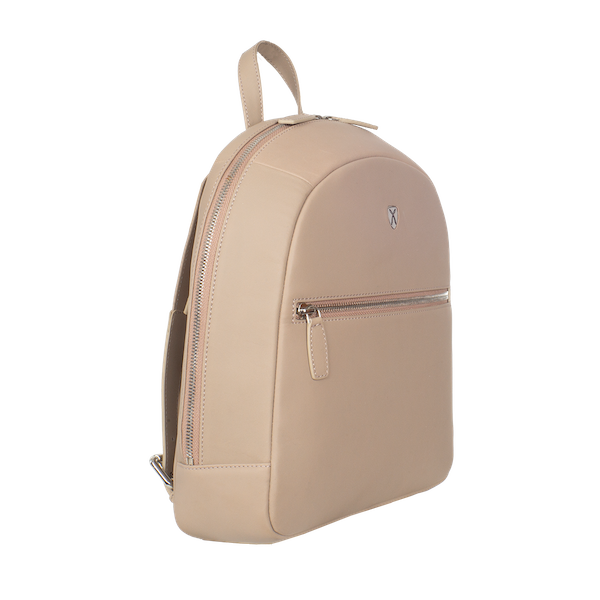 Damenrucksack Lederrucksack 10 Zoll glattes Leder beige - Corf Offermann