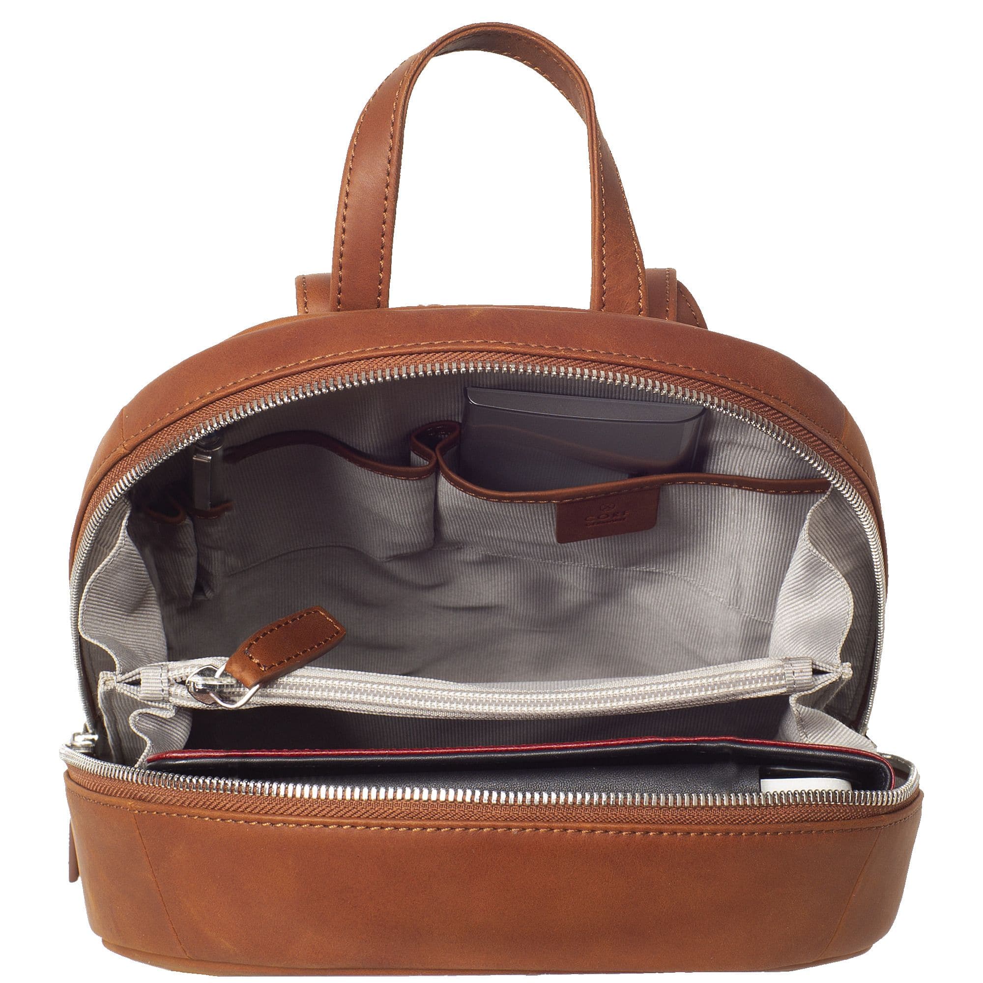 Damenrucksack Lederrucksack 10 Zoll Leder cognac - Corf Offermann