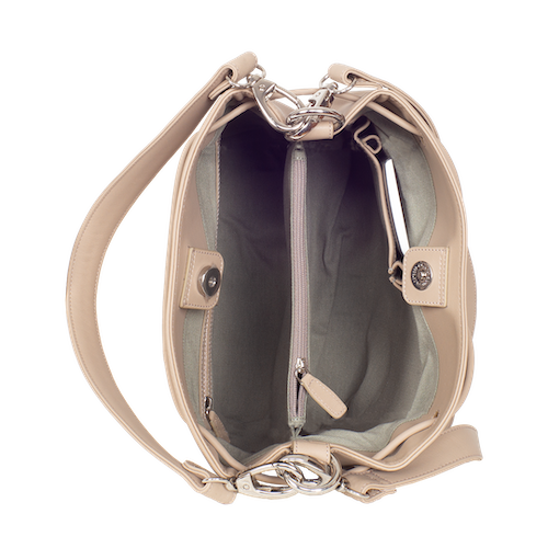 Handtasche Umhängetasche 10 Zoll glattes Leder beige - Corf Offermann