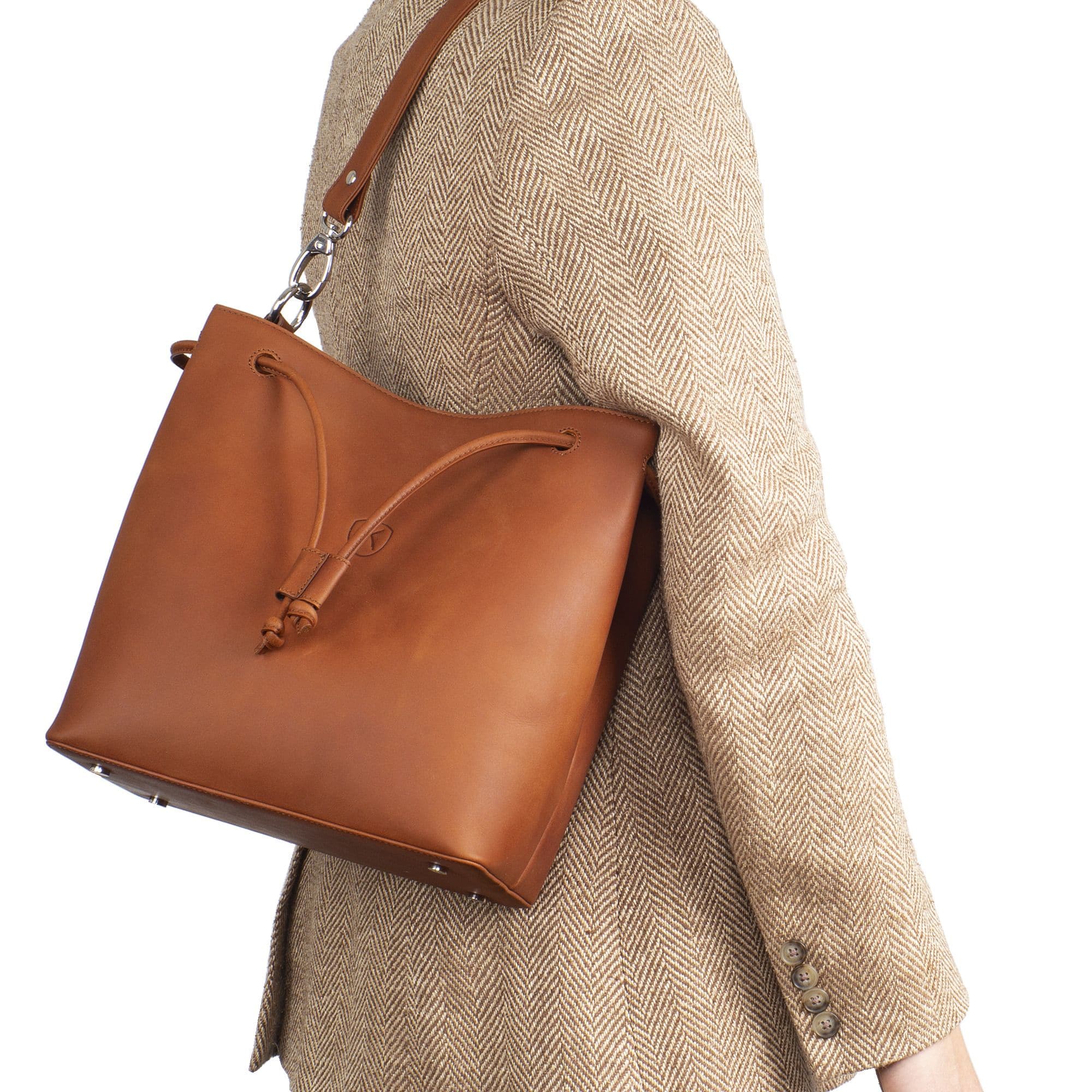 Handtasche Umhängetasche 10 Zoll Leder cognac - Corf Offermann