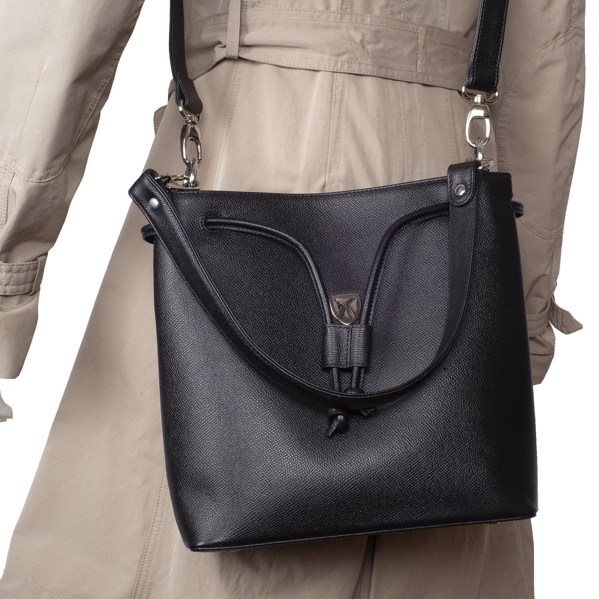 Handtasche Umhängetasche 10 Zoll Leder schwarz - Corf Offermann