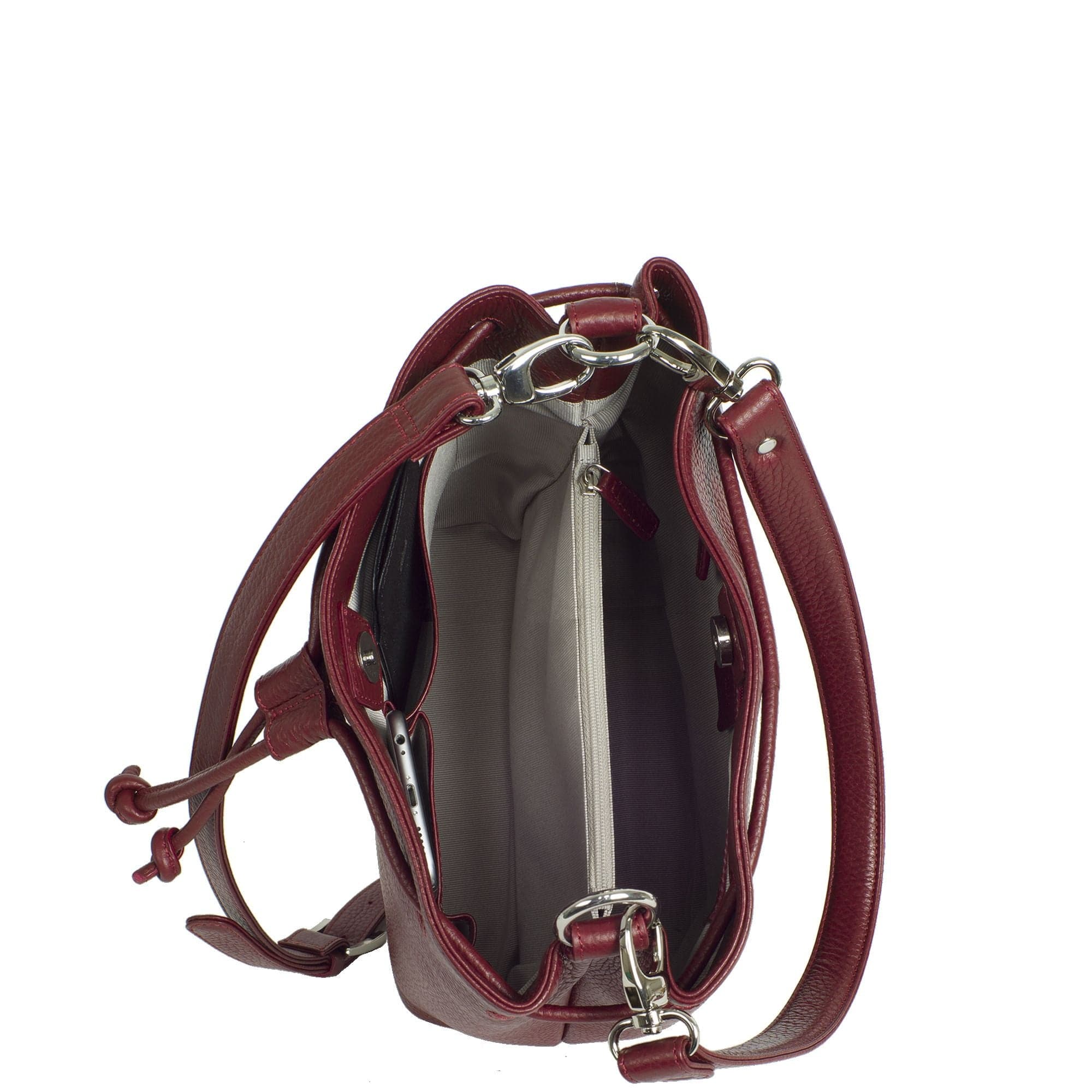 Handtasche Umhängetasche 10 Zoll Leder bordeauxrot - Corf Offermann