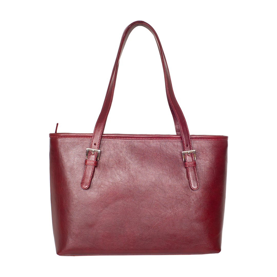 Handtasche Shopper 13 Zoll Leder bordeauxrot glattes Leder