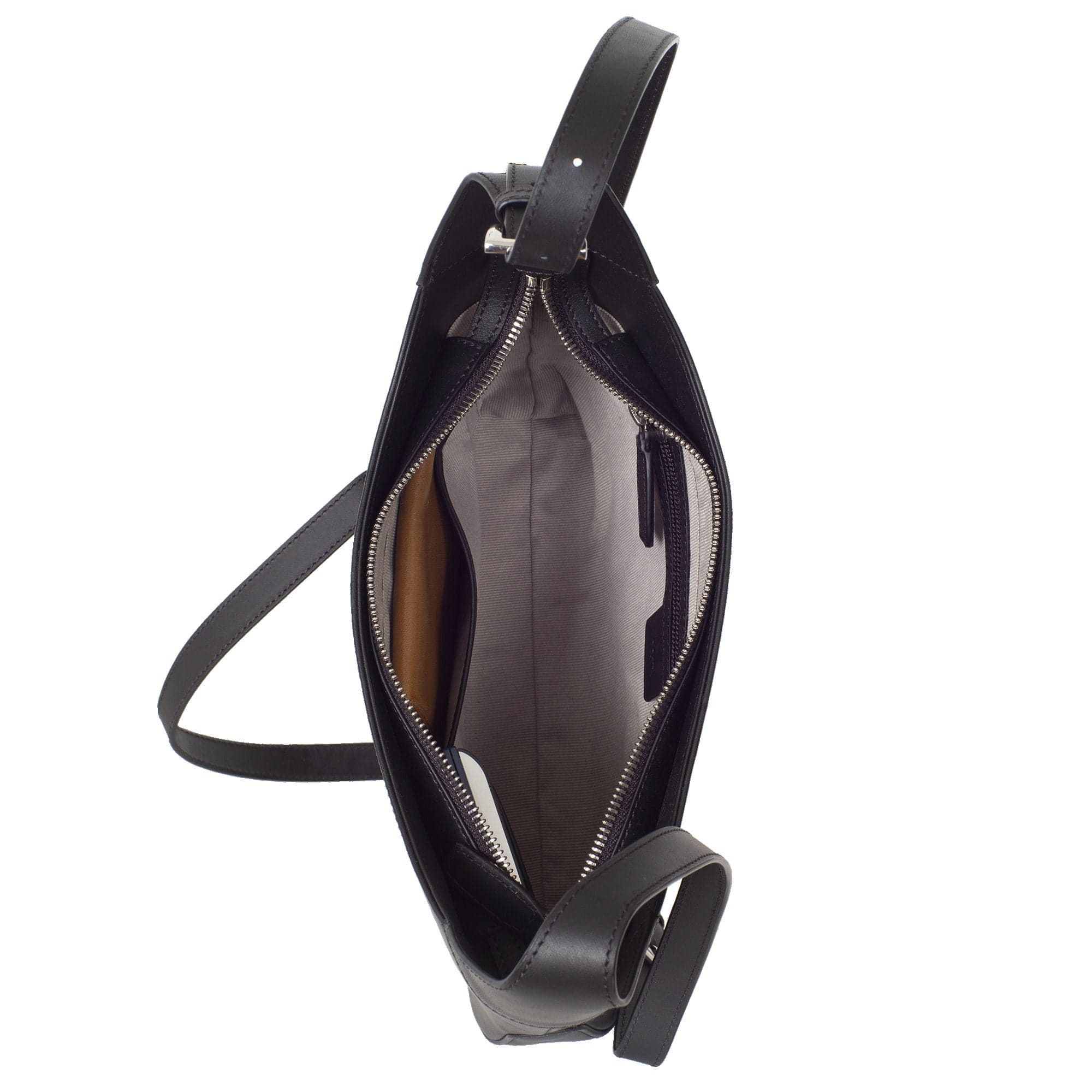 Schultertasche Handtasche Crossover glattes Leder schwarz - Corf Offermann