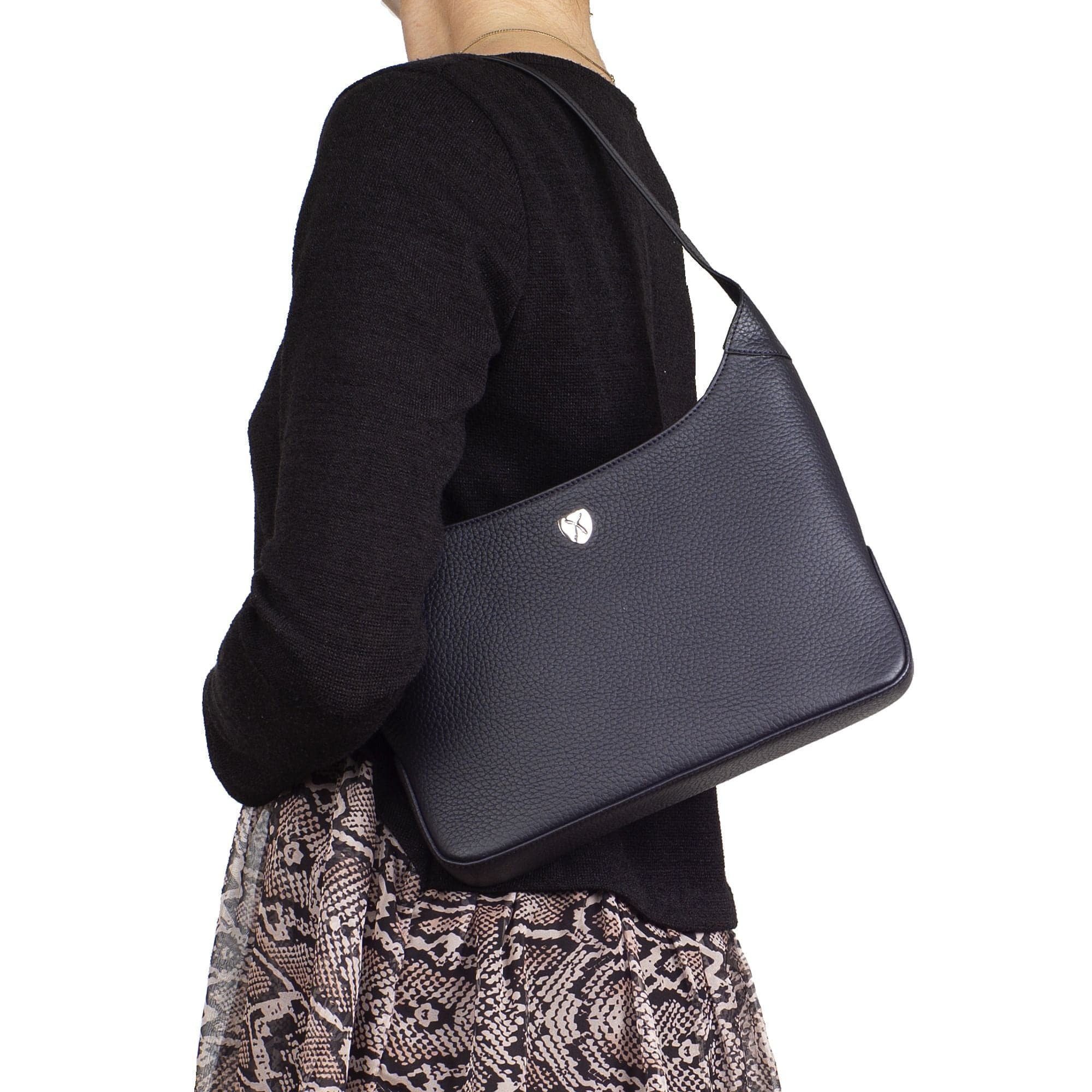 Schultertasche Handtasche Crossover Leder schwarz - Corf Offermann