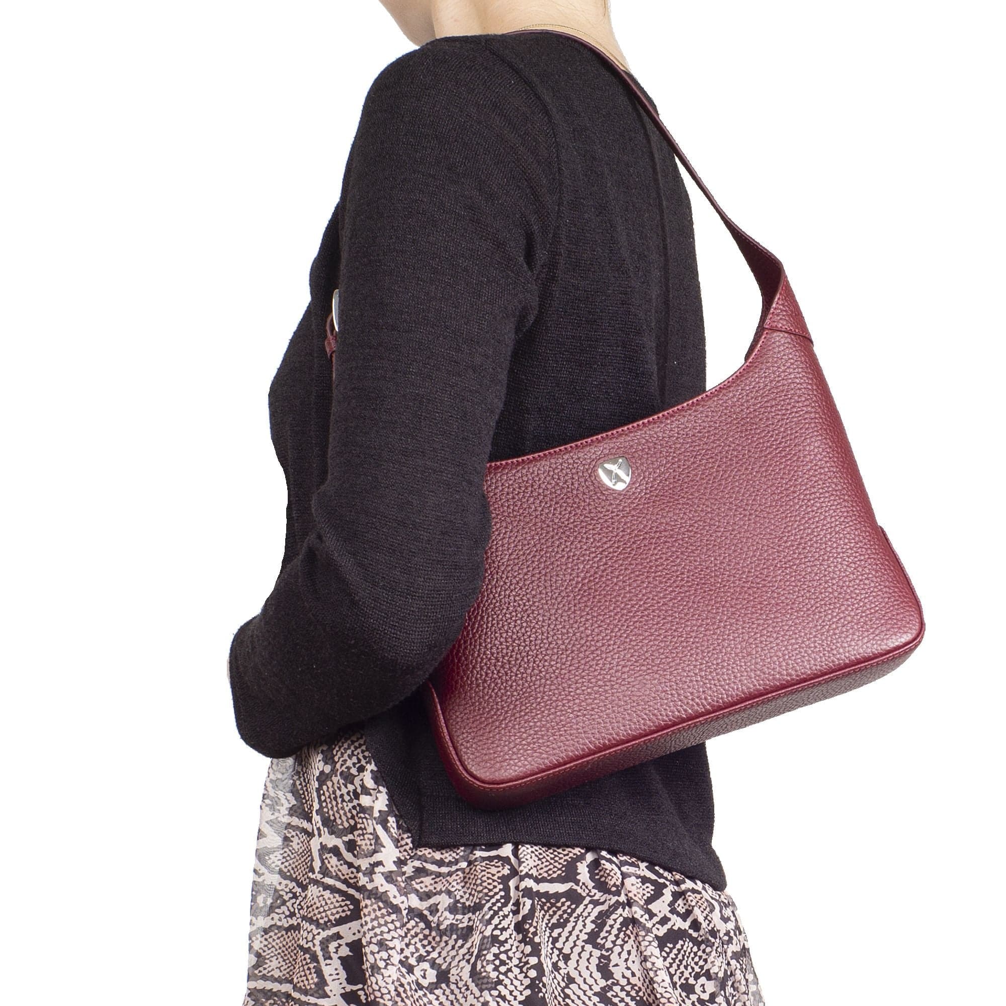 Schultertasche Handtasche Crossover Leder bordeauxrot - Corf Offermann