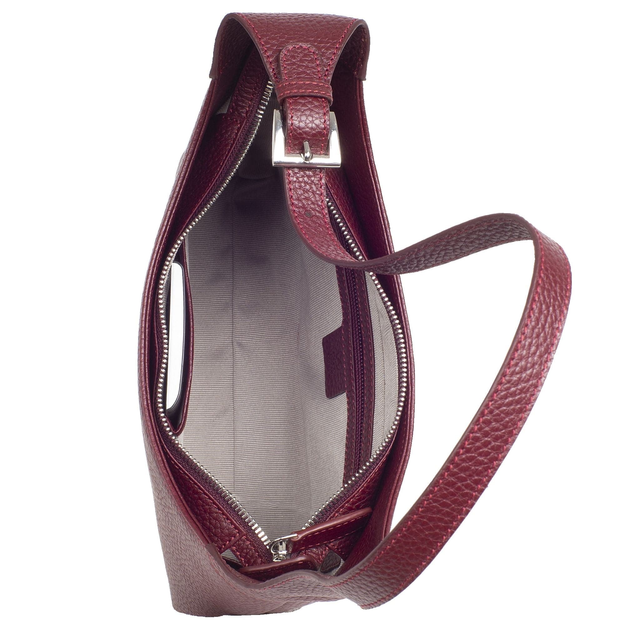 Schultertasche Handtasche Crossover Leder bordeauxrot - Corf Offermann