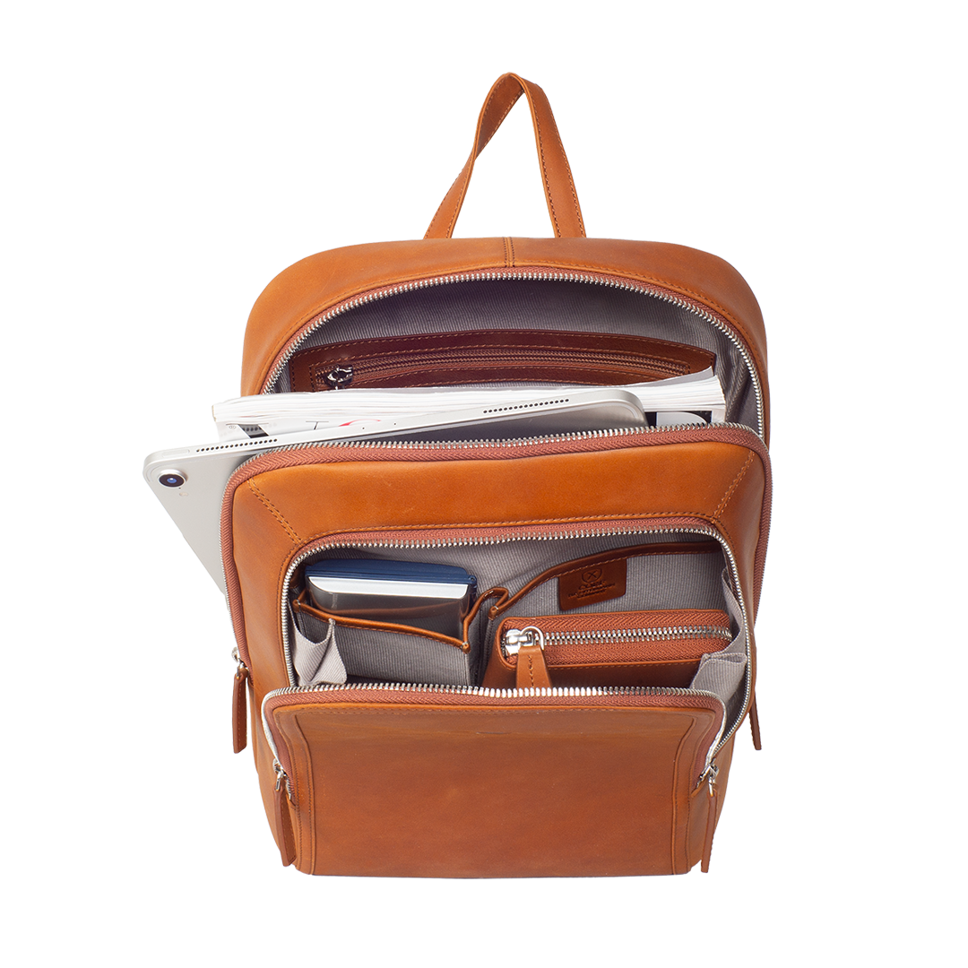 Businessrucksack Lederrucksack 14 Zoll Leder cognac - Corf Offermann