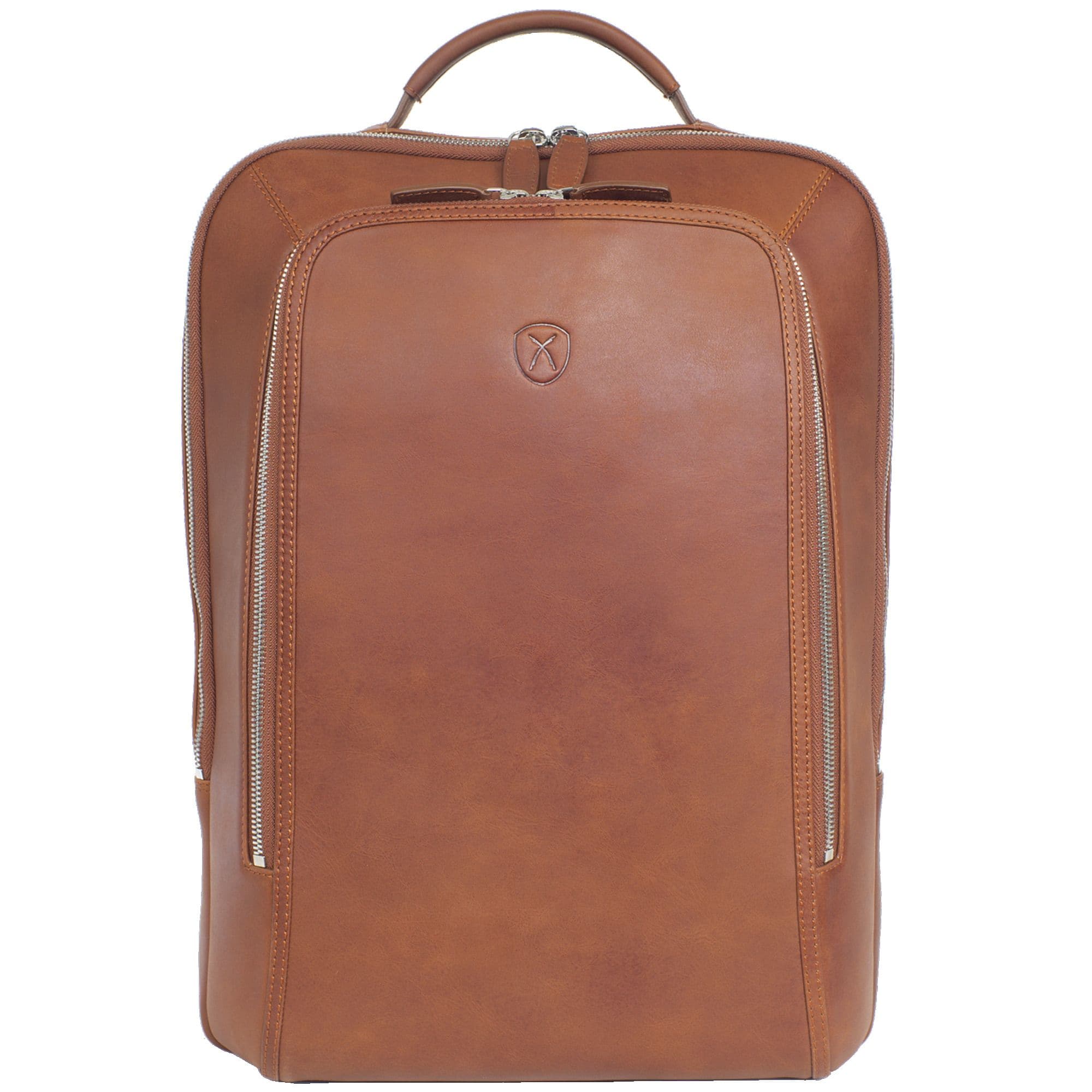 Businessrucksack Lederrucksack 15 Zoll Glattleder cognac 3 Fächer - Corf Offermann
