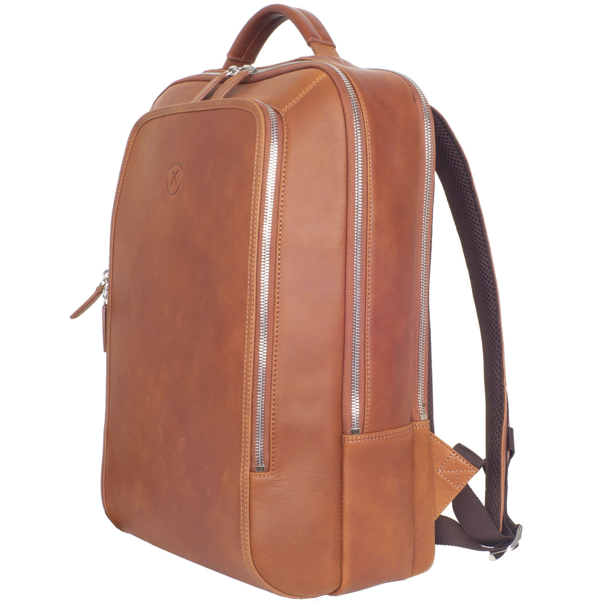 Businessrucksack Lederrucksack 15 Zoll Glattleder cognac 3 Fächer - Corf Offermann