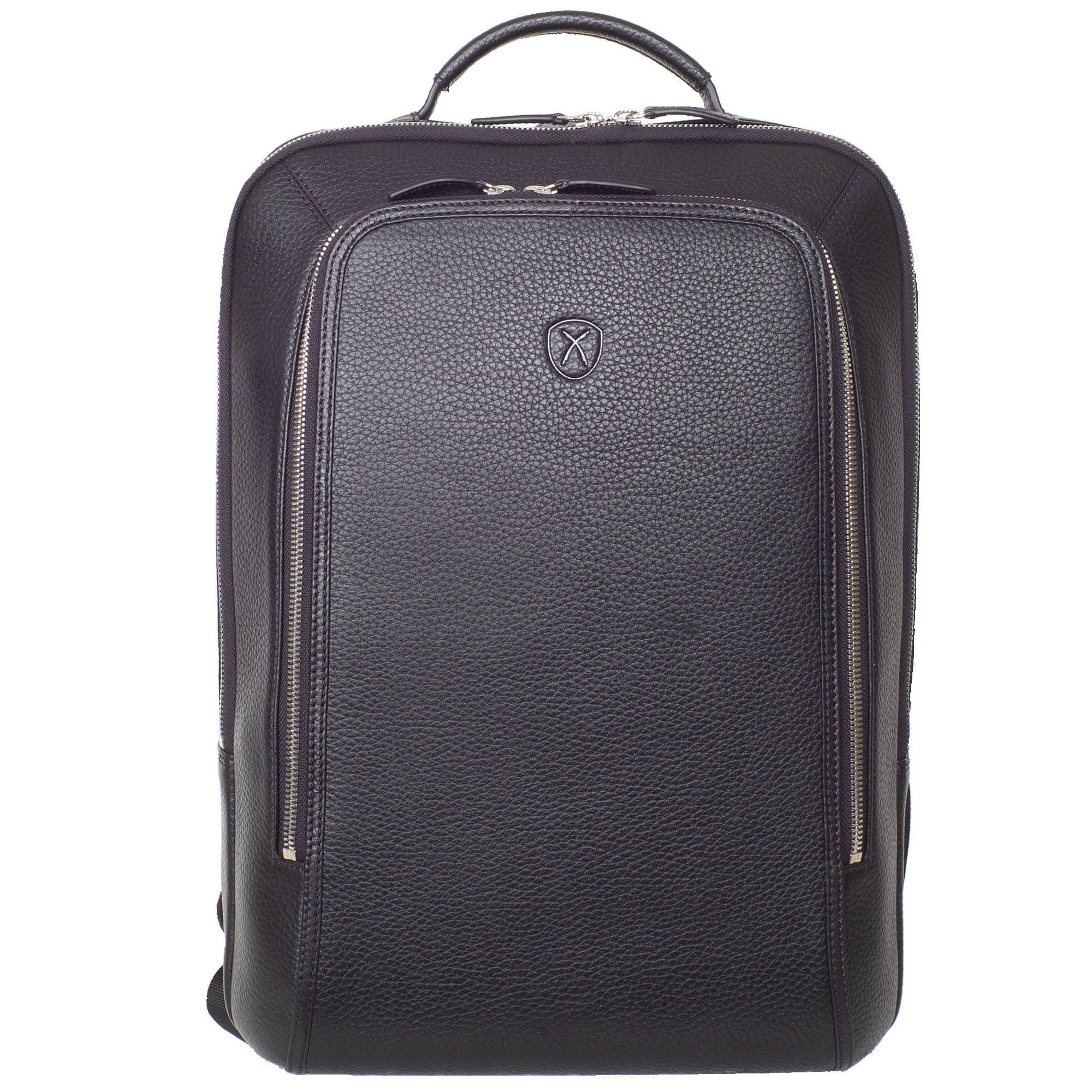Businessrucksack Lederrucksack 15 Zoll geprägtes Leder schwarz 3 Fächer - Corf Offermann