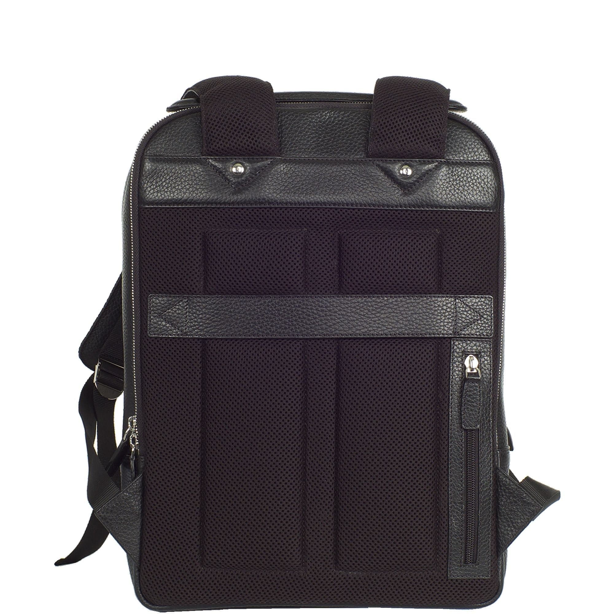 Businessrucksack Lederrucksack 15 Zoll geprägtes Leder schwarz 3 Fächer - Corf Offermann