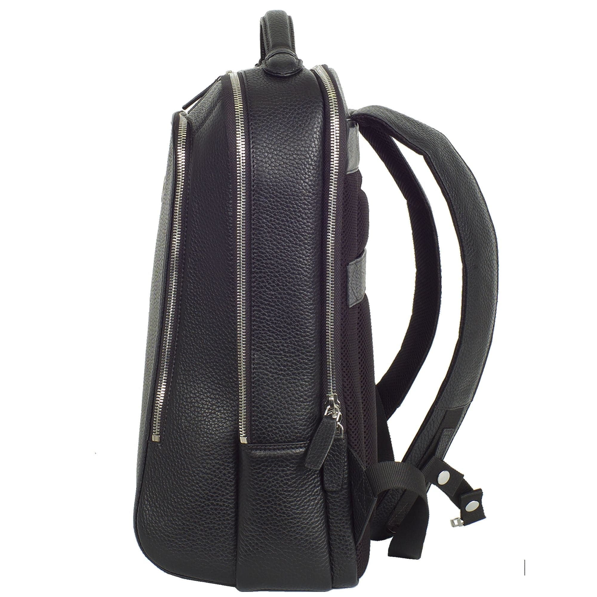 Businessrucksack Lederrucksack 15 Zoll geprägtes Leder schwarz 3 Fächer - Corf Offermann